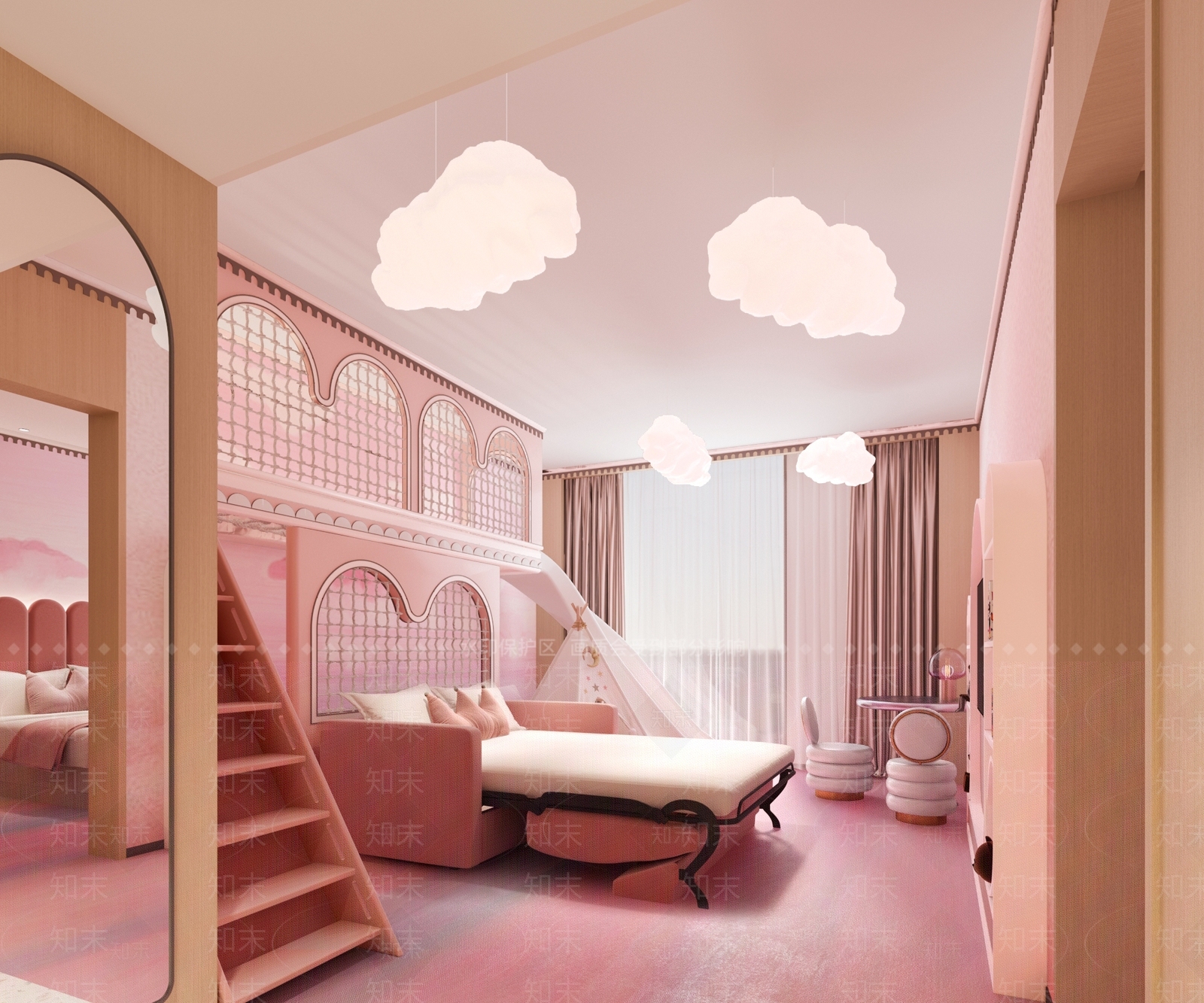 现代儿童城堡主题套房3D模型下载【ID:1149742030】