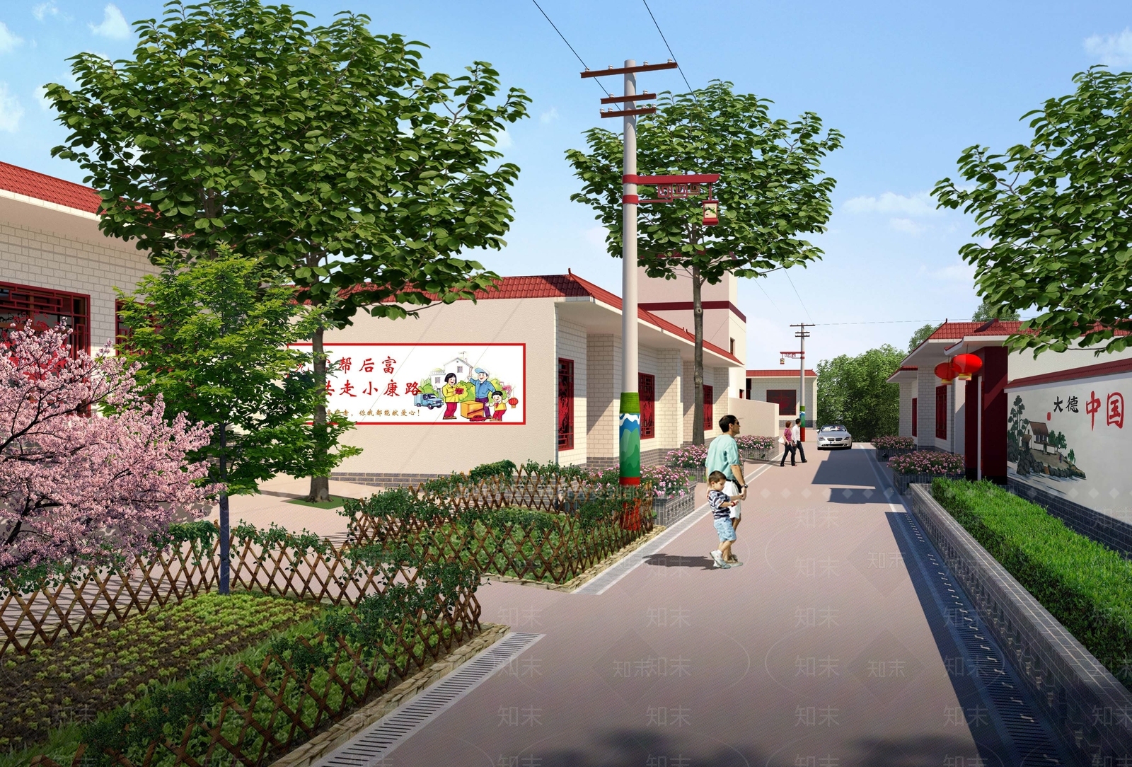 中式乡村民房街道SU模型下载【ID:1149509855】