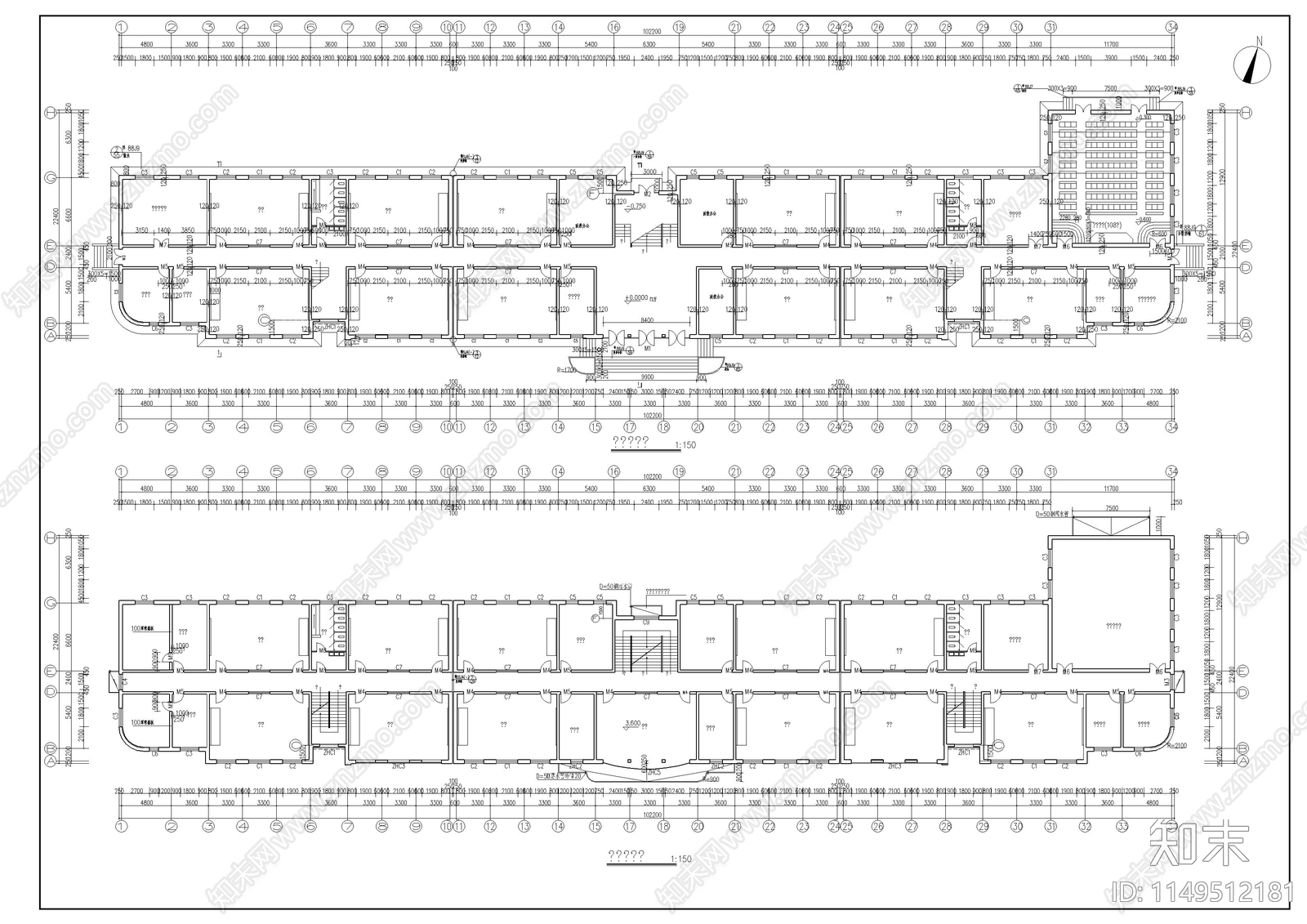 某中学教学楼建筑结构图cad施工图下载【ID:1149512181】