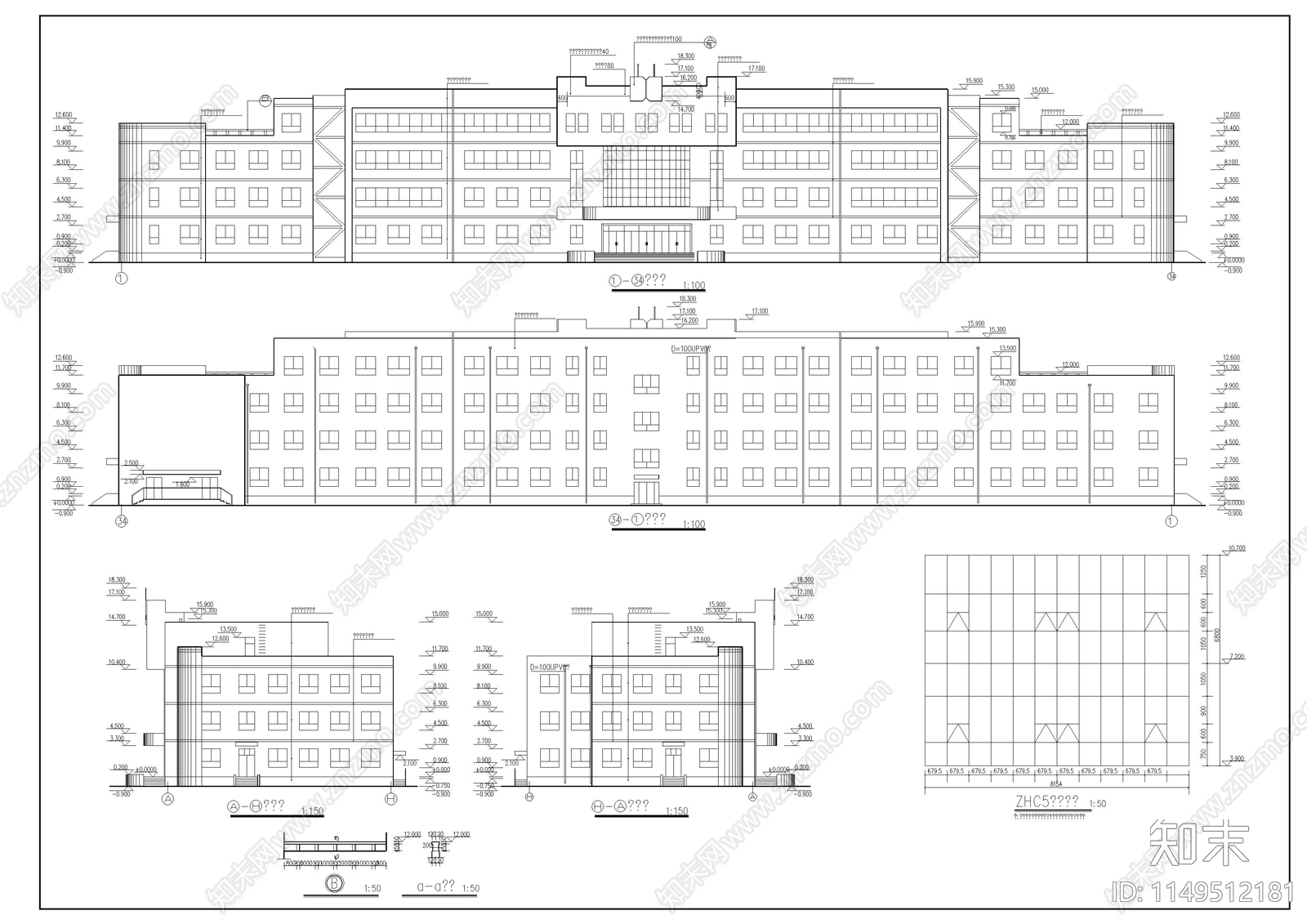 某中学教学楼建筑结构图cad施工图下载【ID:1149512181】