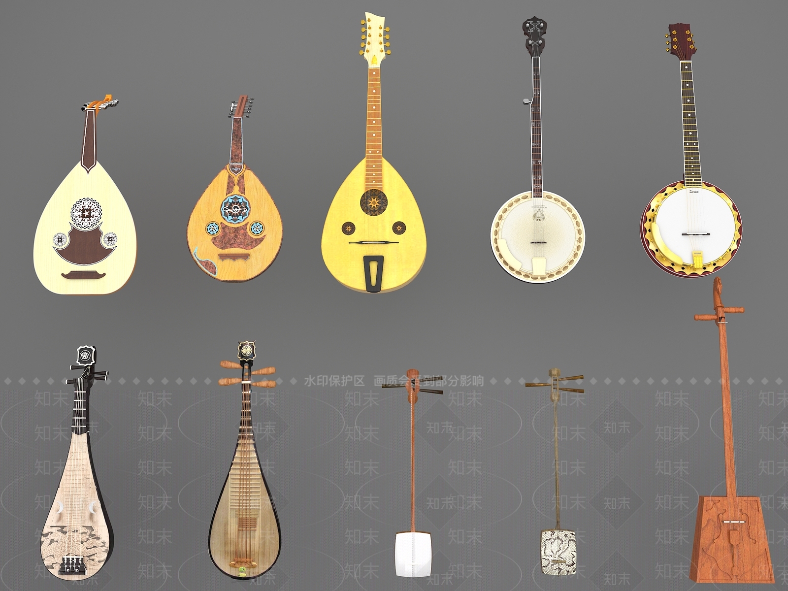 中式琵琶3D模型下载【ID:1149515685】