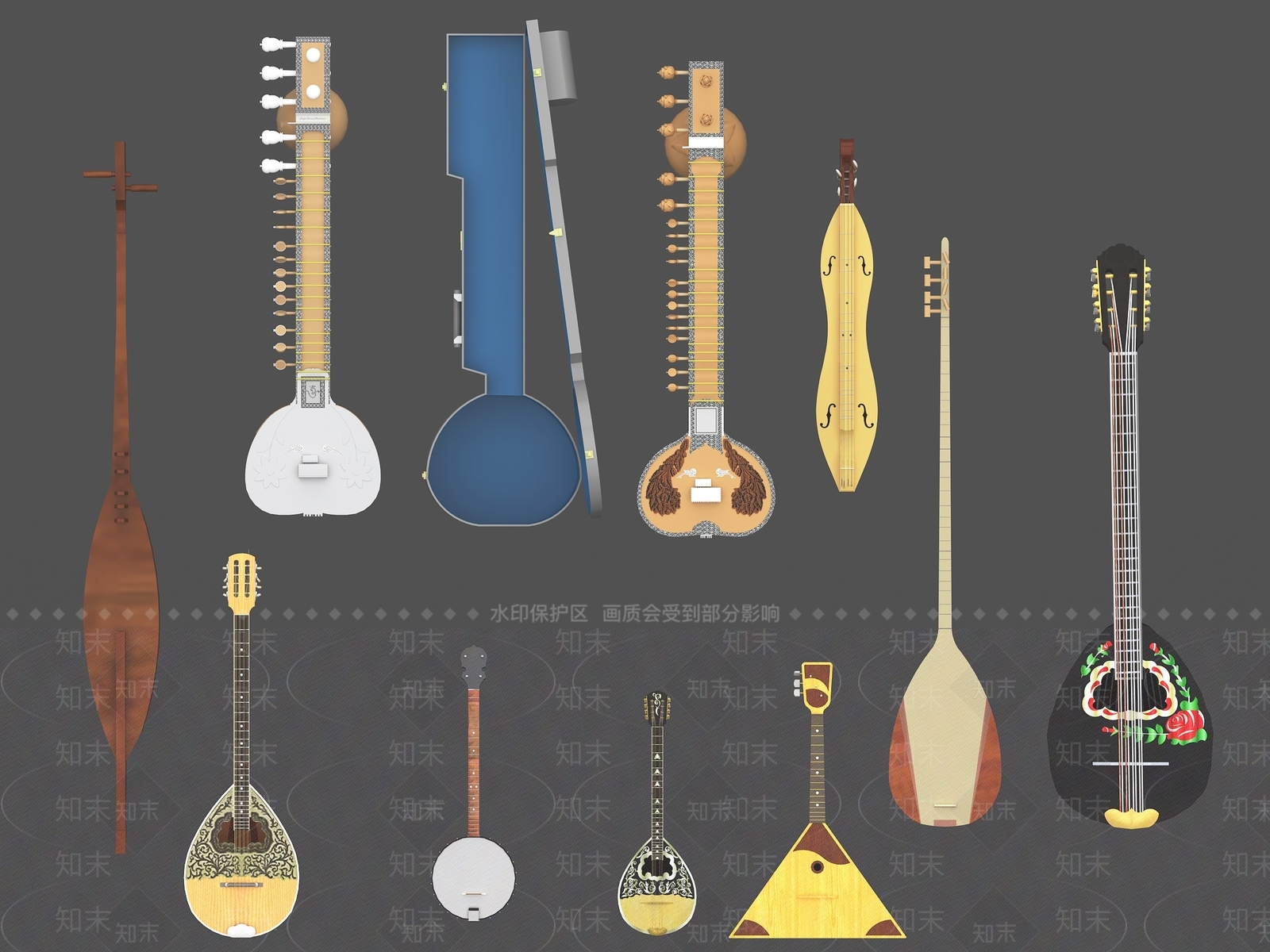 中式琵琶3D模型下载【ID:1149515608】