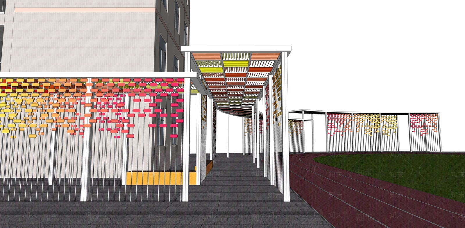 现代彩虹廊架SU模型下载【ID:1149515962】