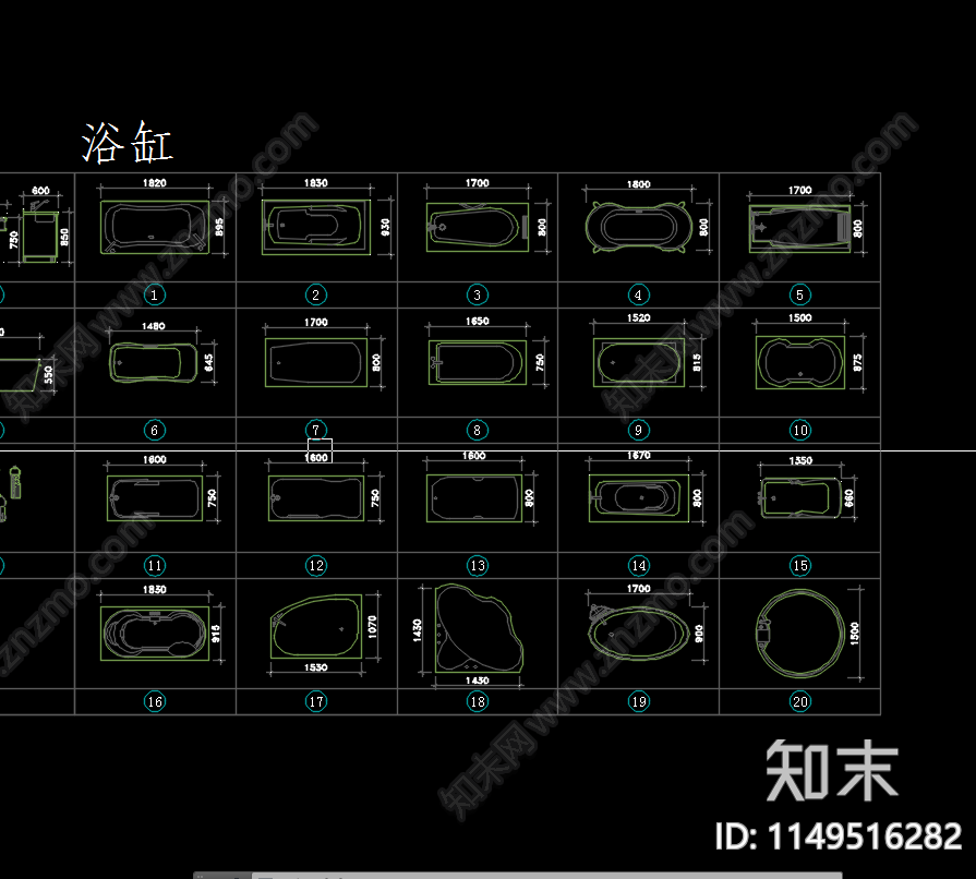 洁具cad施工图下载【ID:1149516282】