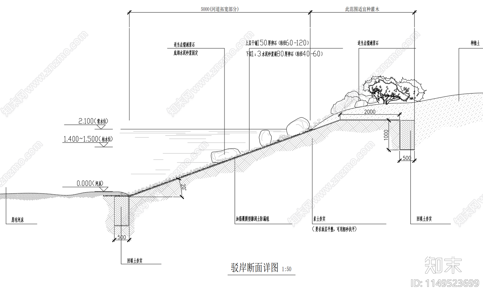 驳岸水景池底设计说明施工图下载【ID:1149523699】