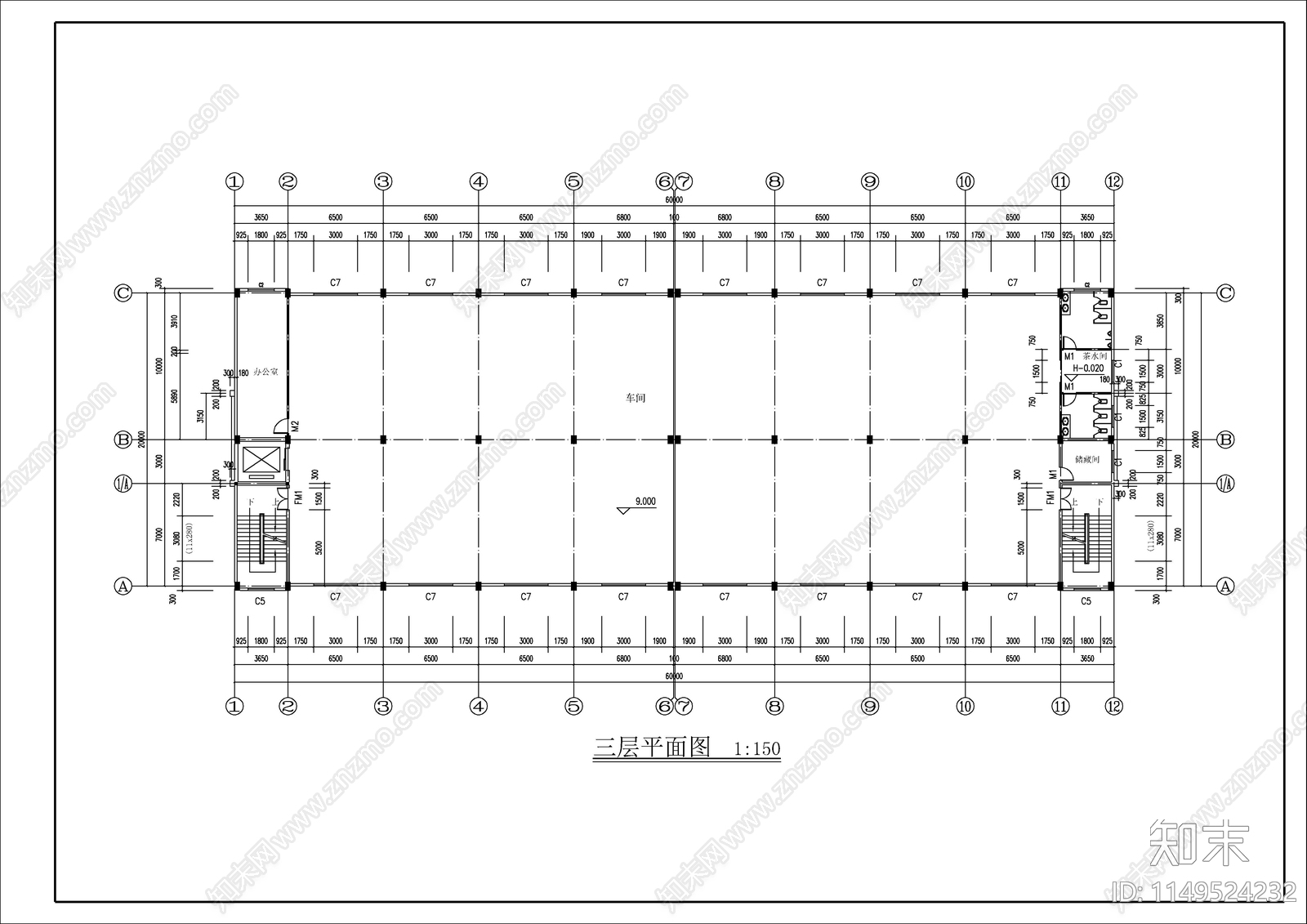 某厂房建筑cad施工图下载【ID:1149524232】