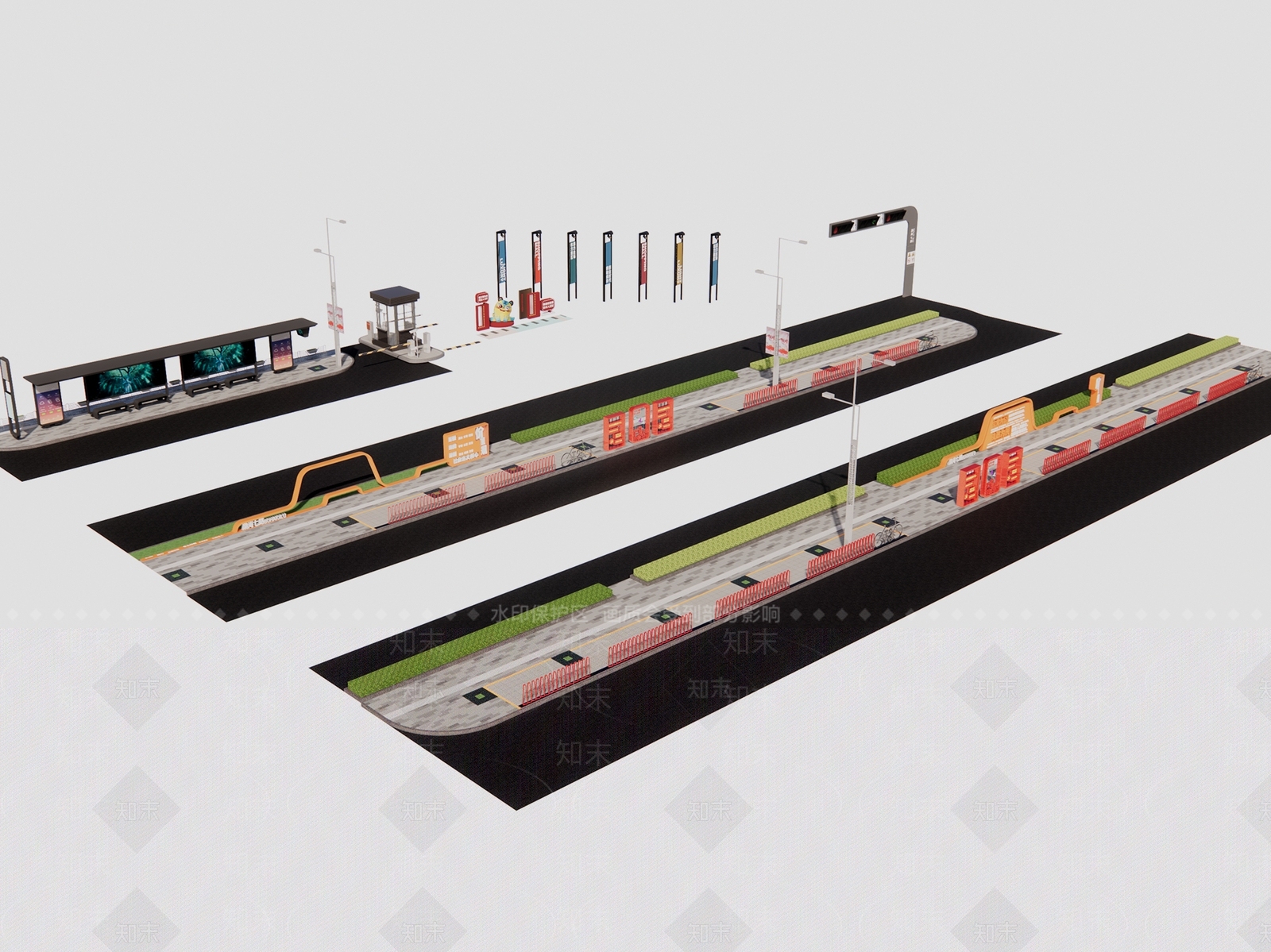 现代人行道改造SU模型下载【ID:1149524892】