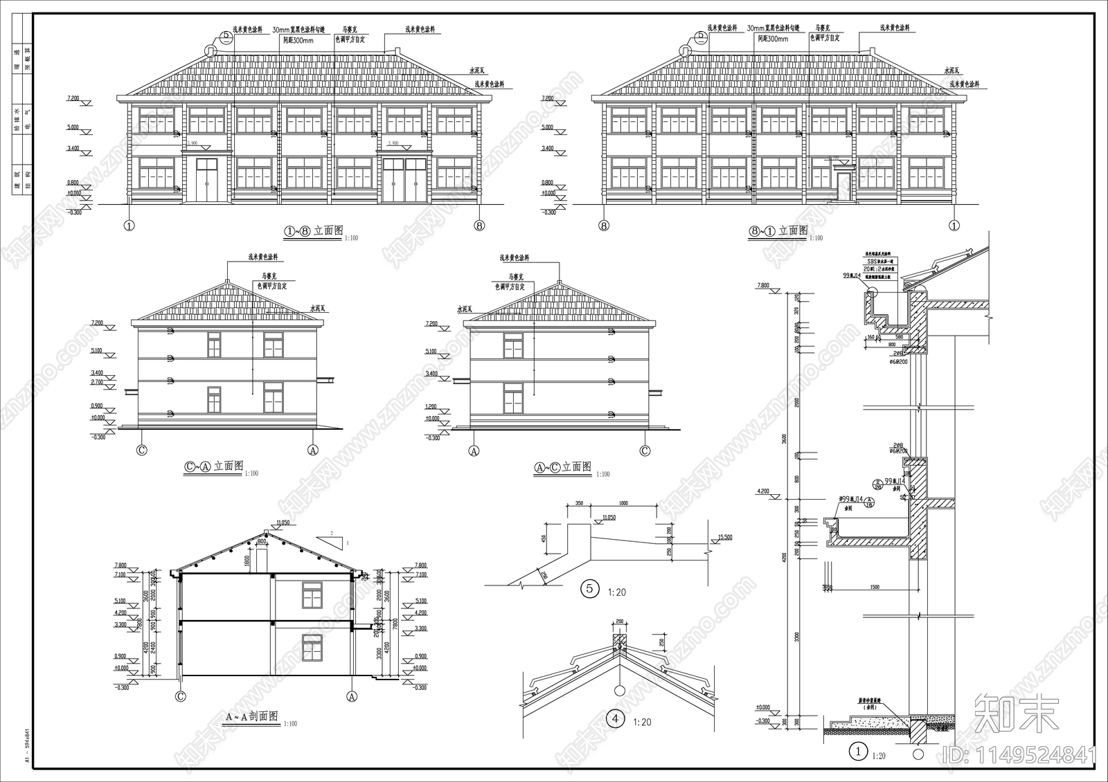 欧式小厂房建筑施工图cad施工图下载【ID:1149524841】