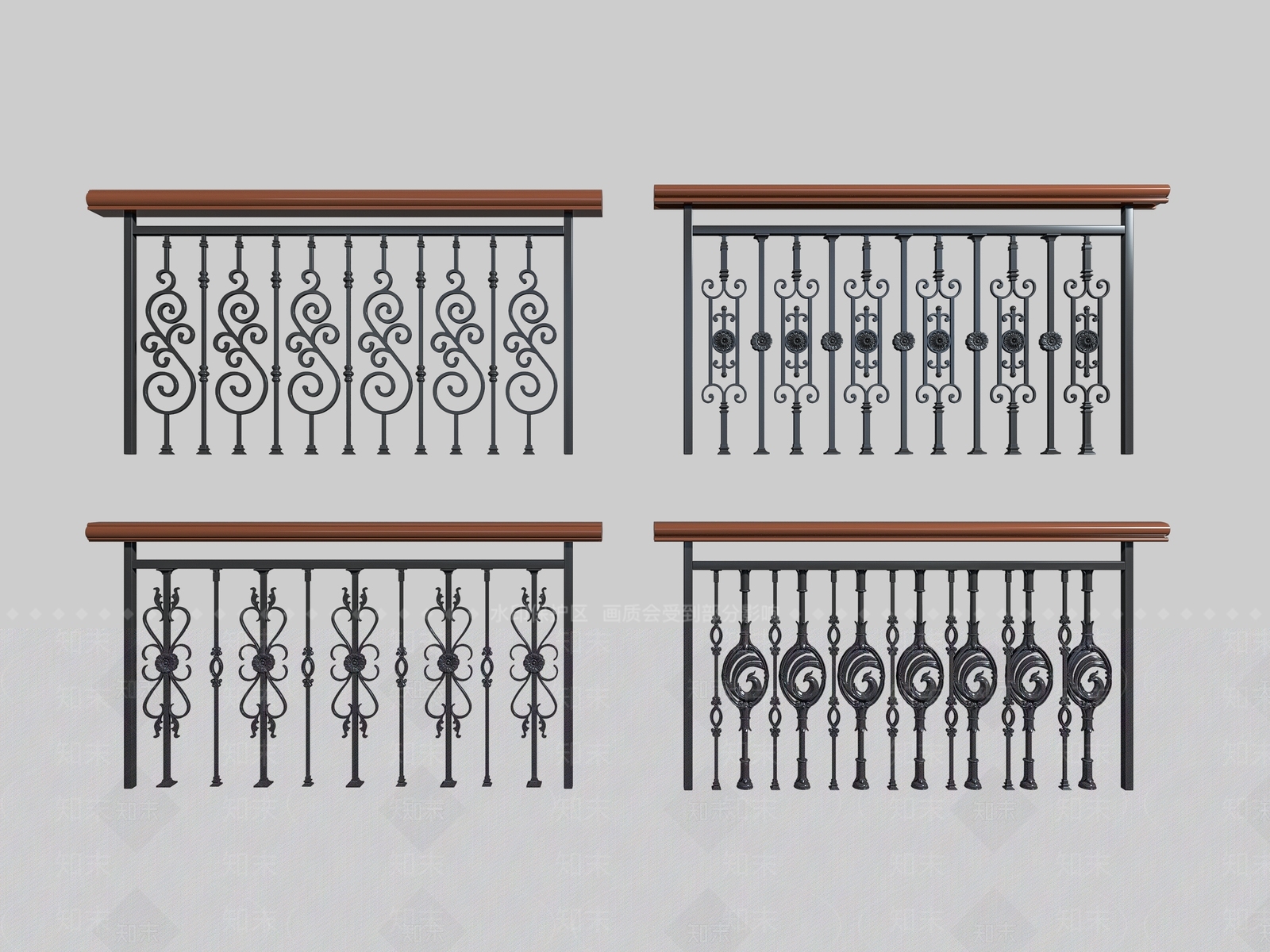 欧式铁艺护栏3D模型下载【ID:1149525395】
