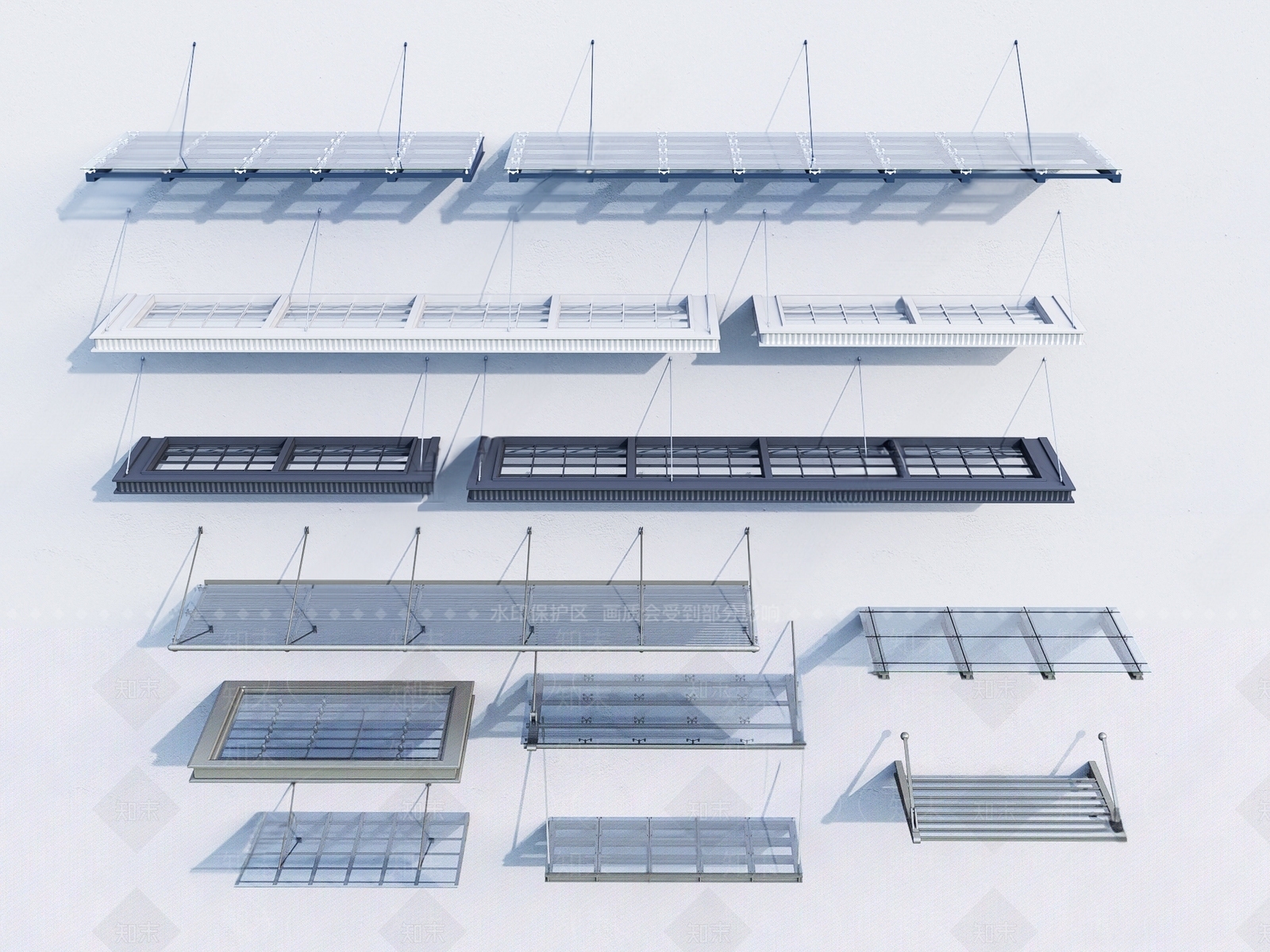 现代玻璃雨棚3D模型下载【ID:1149700969】