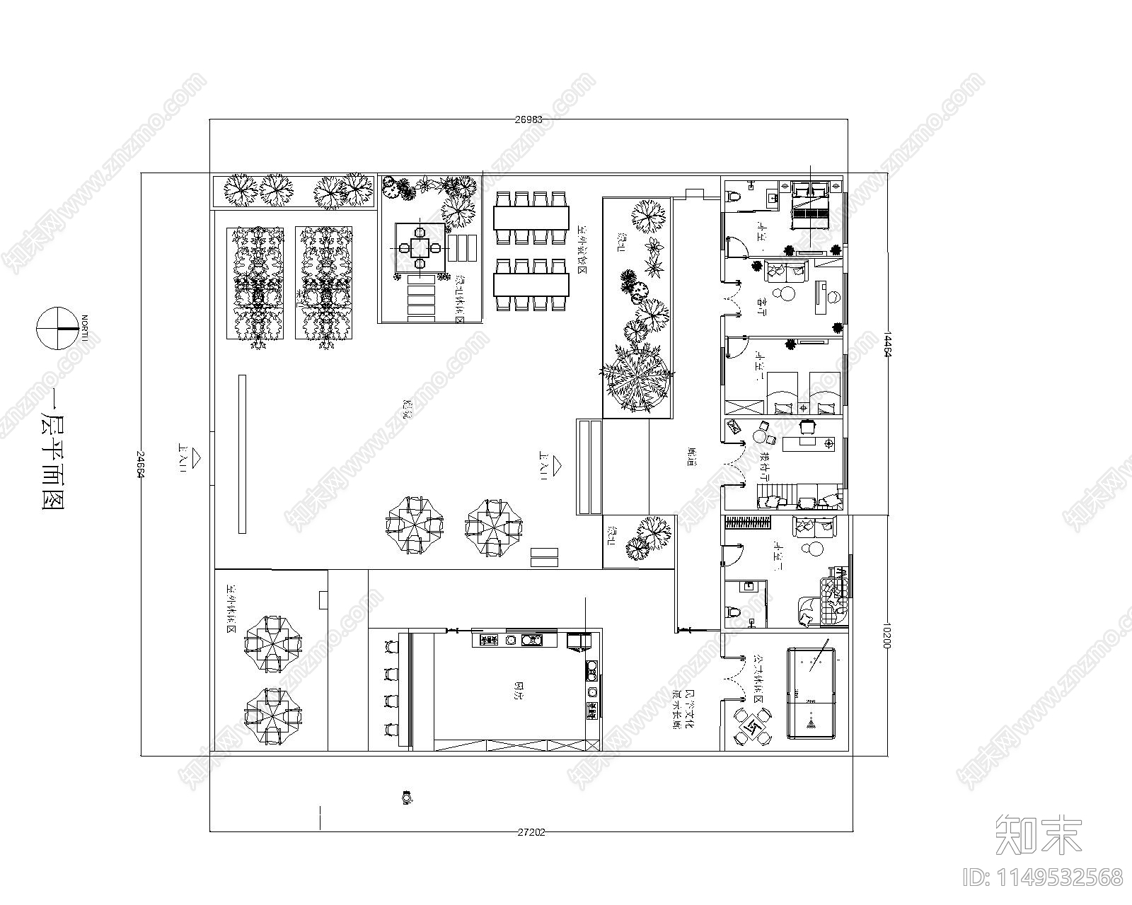 乡村民宿平面布置图施工图下载【ID:1149532568】