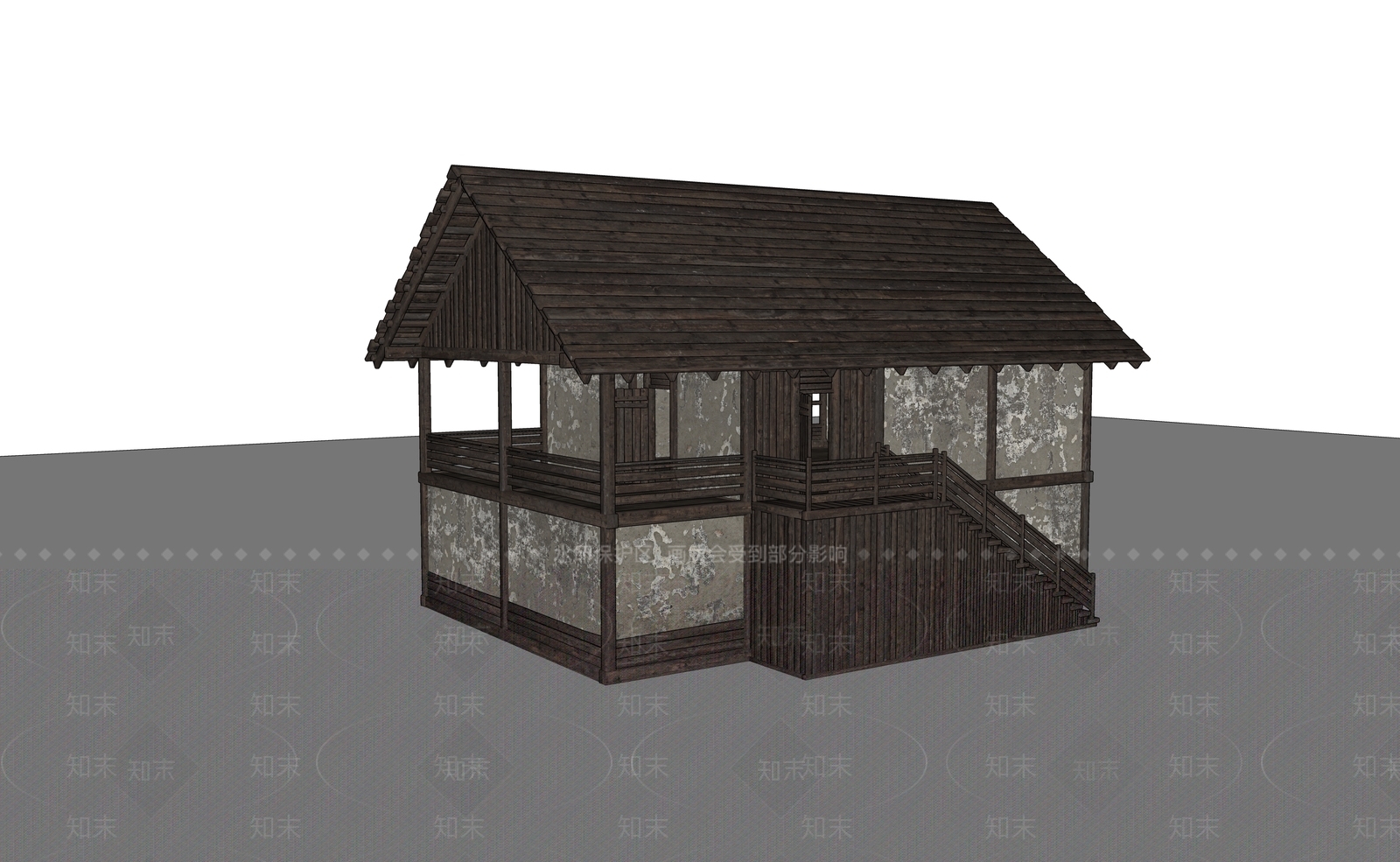 中式古建筑木屋SU模型下载【ID:1149532821】