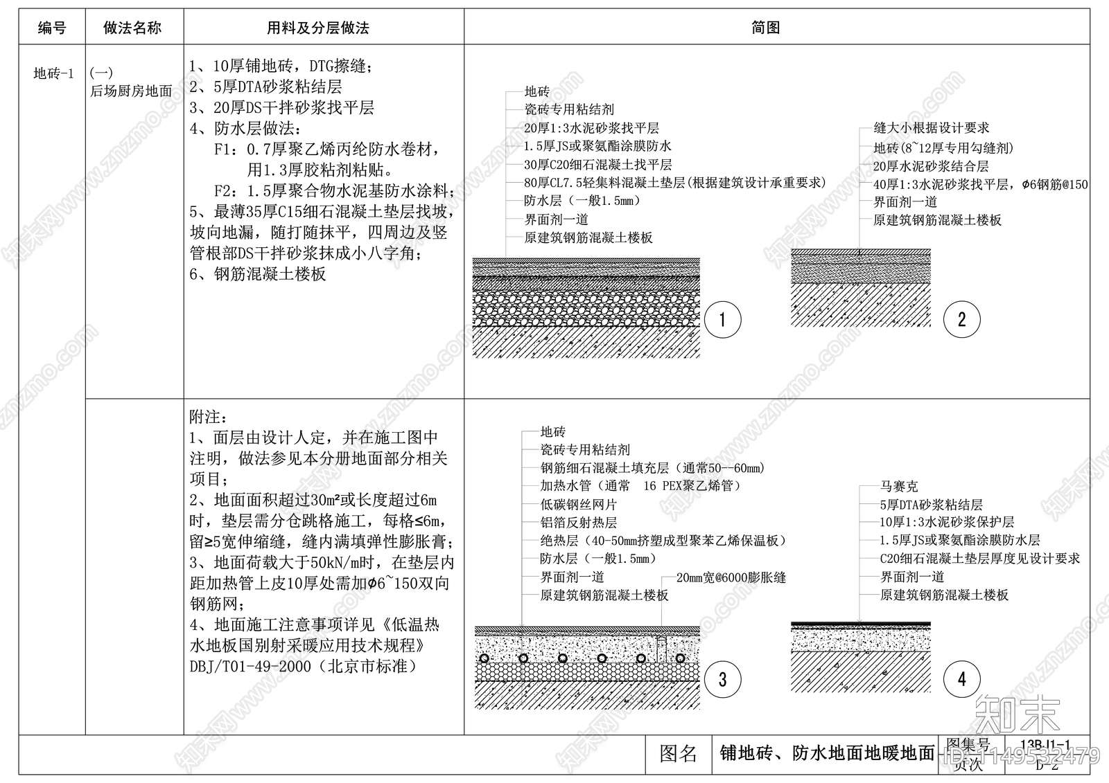 地砖节点大样cad施工图下载【ID:1149532479】