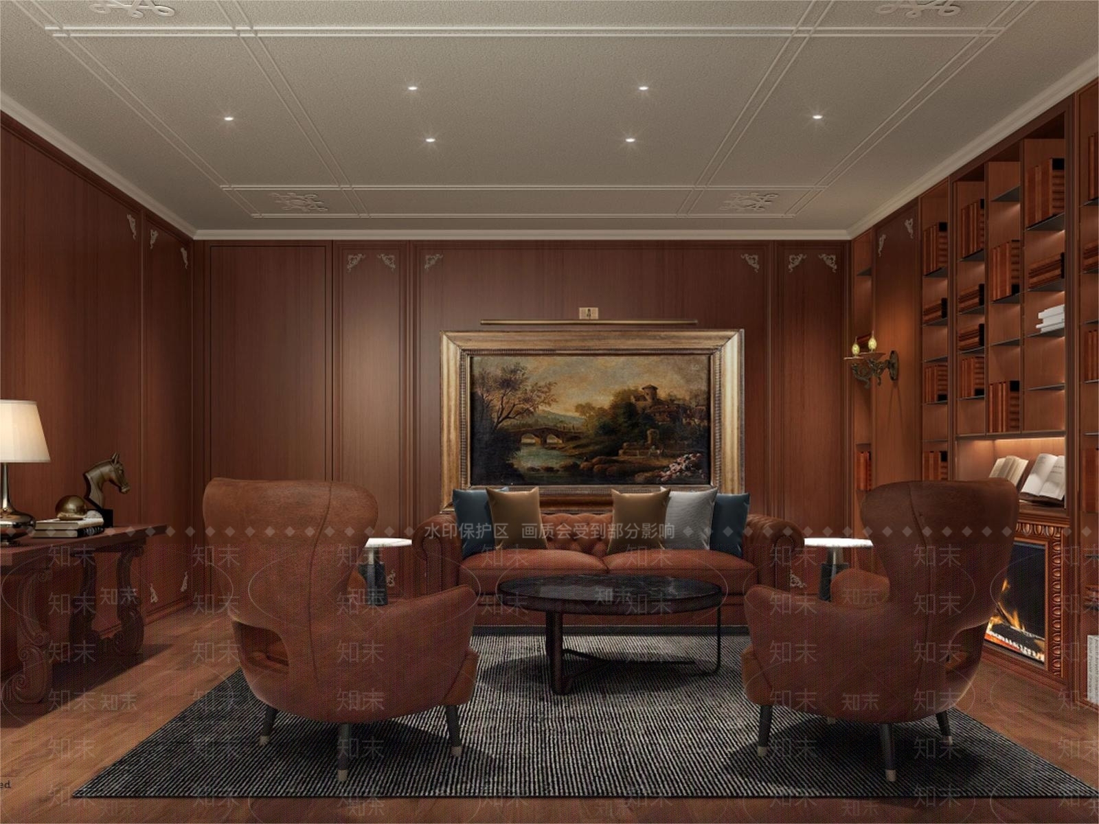 美式会客厅3D模型下载【ID:1149534394】
