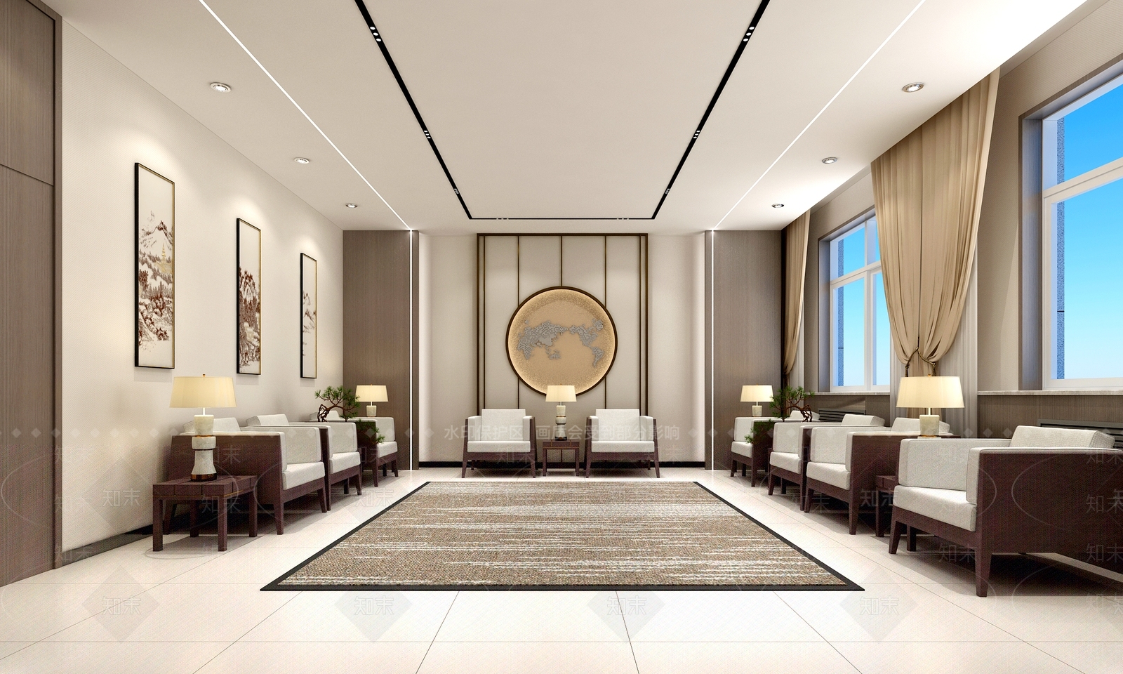新中式会客厅合3D模型下载【ID:1149535088】