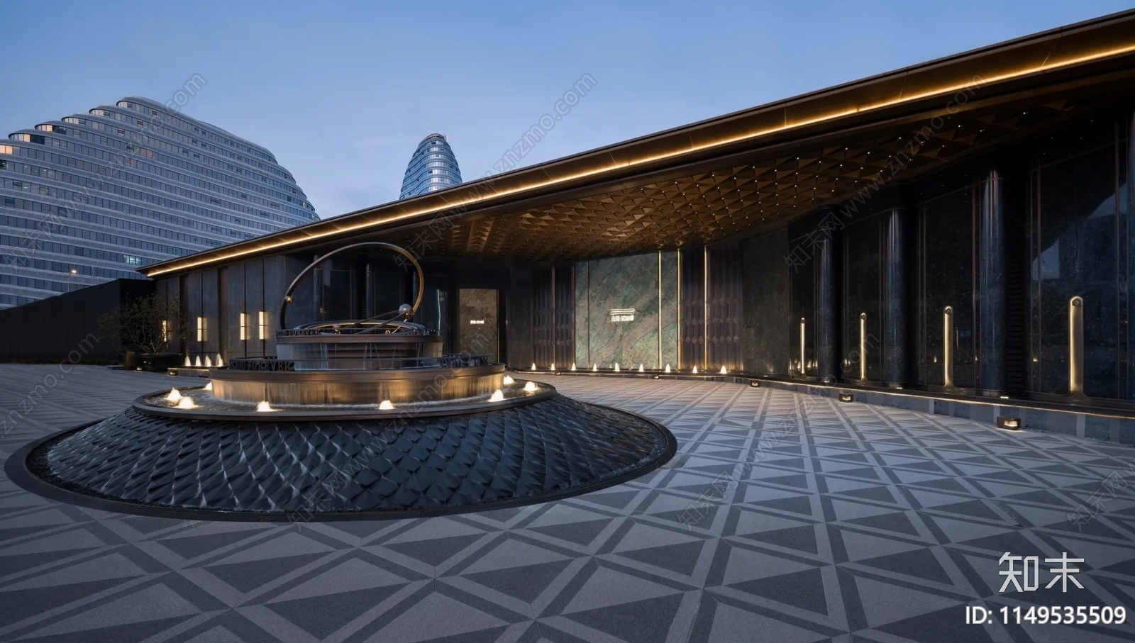 圆形金属雕塑造型喷泉水景施工图施工图下载【ID:1149535509】