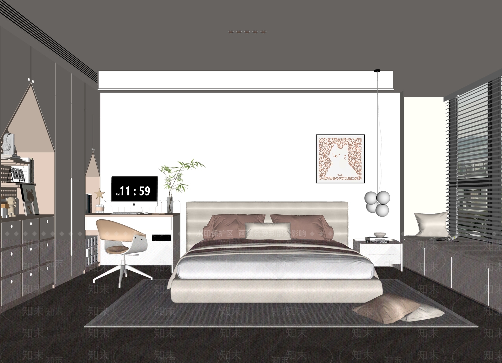 现代女孩儿童房SU模型下载【ID:1149537088】