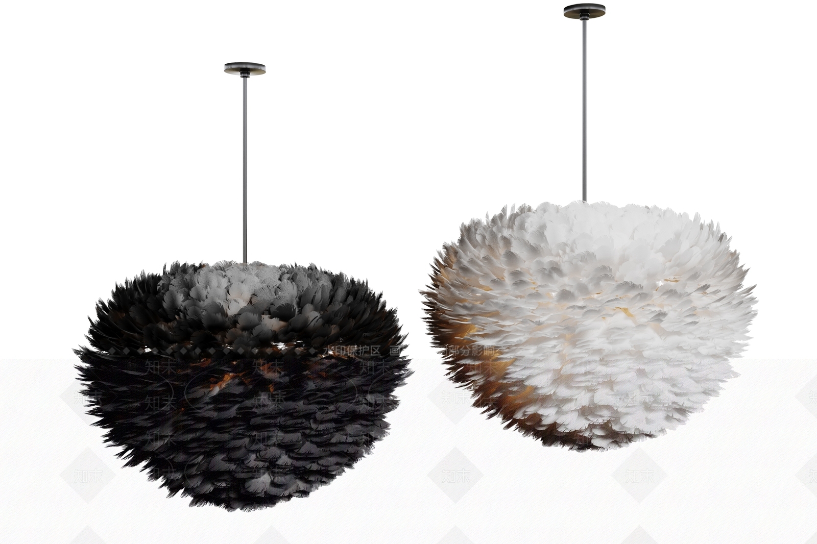 现代羽毛吊灯组合3D模型下载【ID:1149542042】