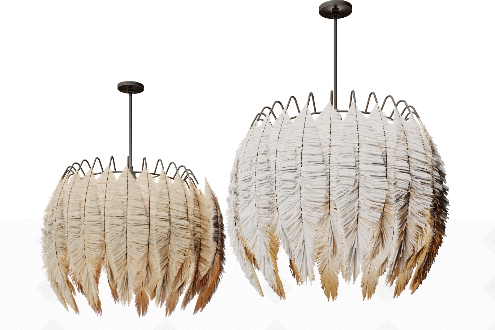 现代羽毛吊灯组合3D模型下载【ID:1149542019】