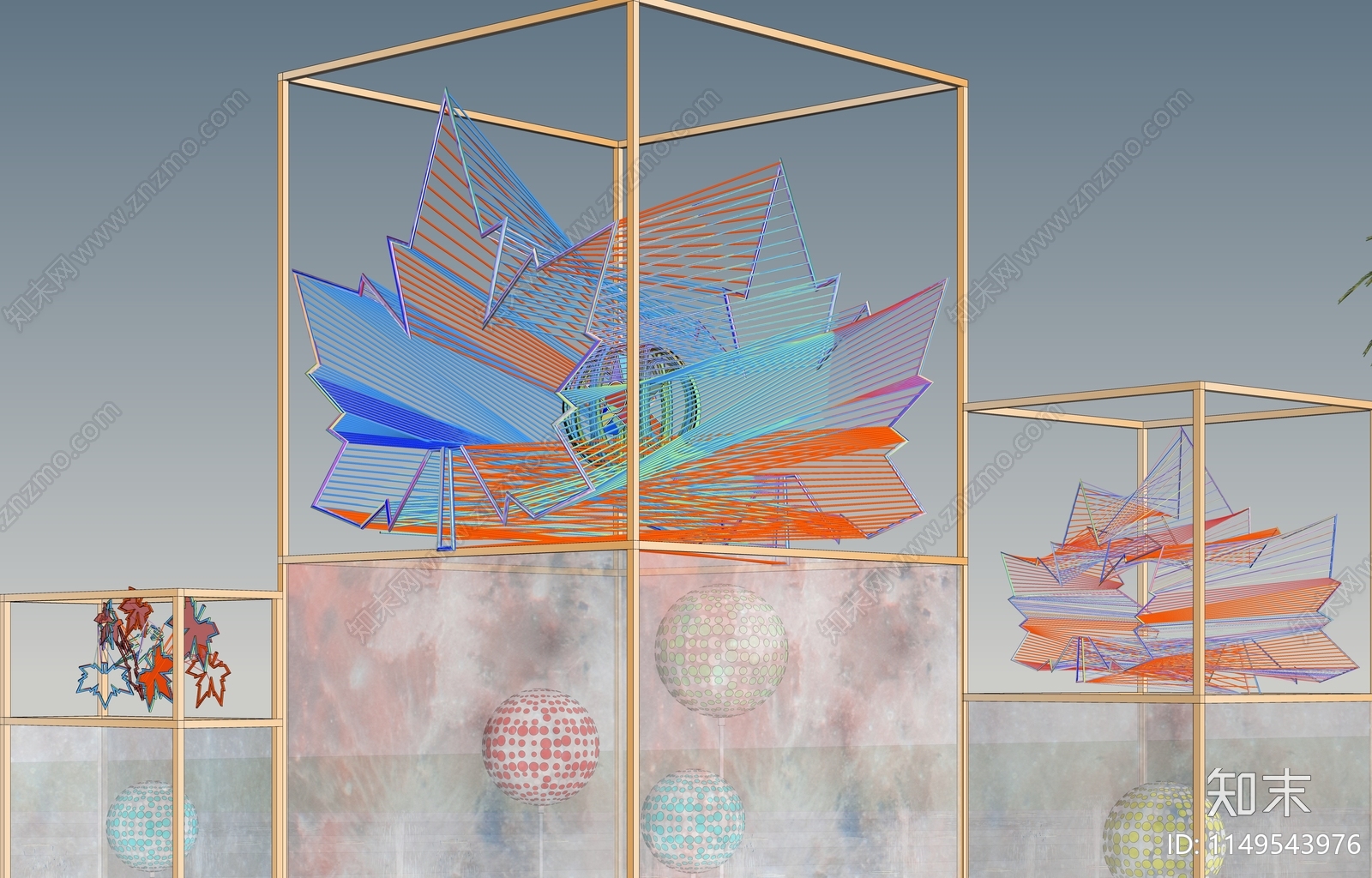 现代抽象枫叶线形雕塑SU模型下载【ID:1149543976】