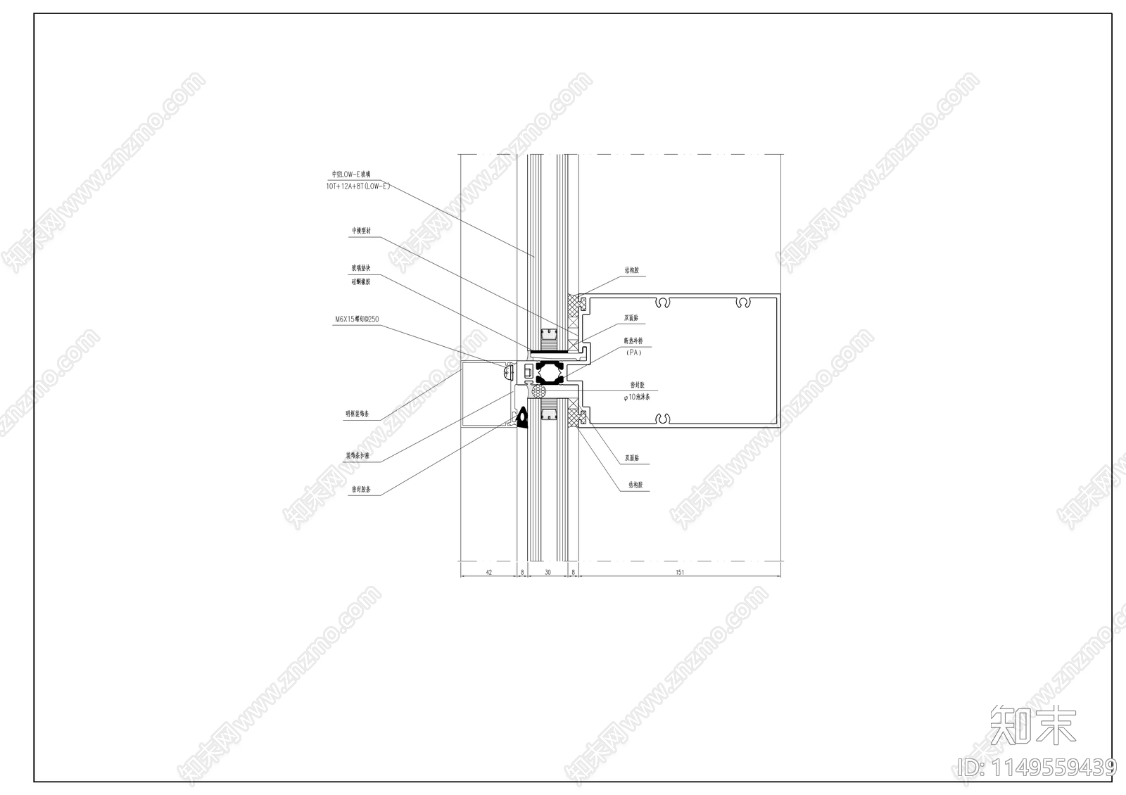 多种幕墙节点详图cad施工图下载【ID:1149559439】