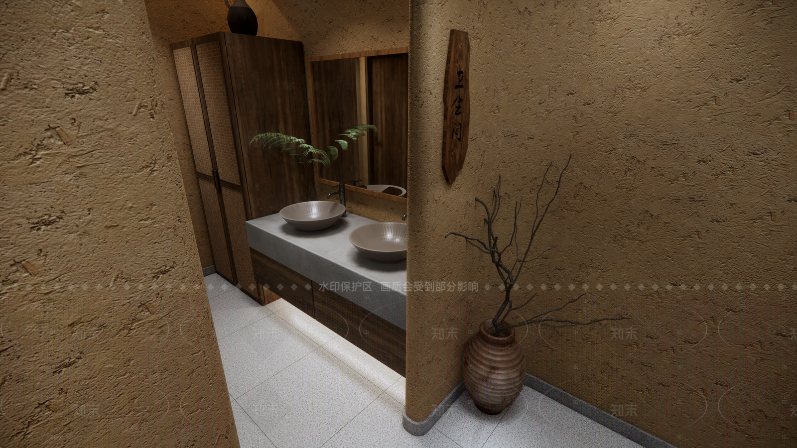 侘寂公共卫生间SU模型下载【ID:1216060344】