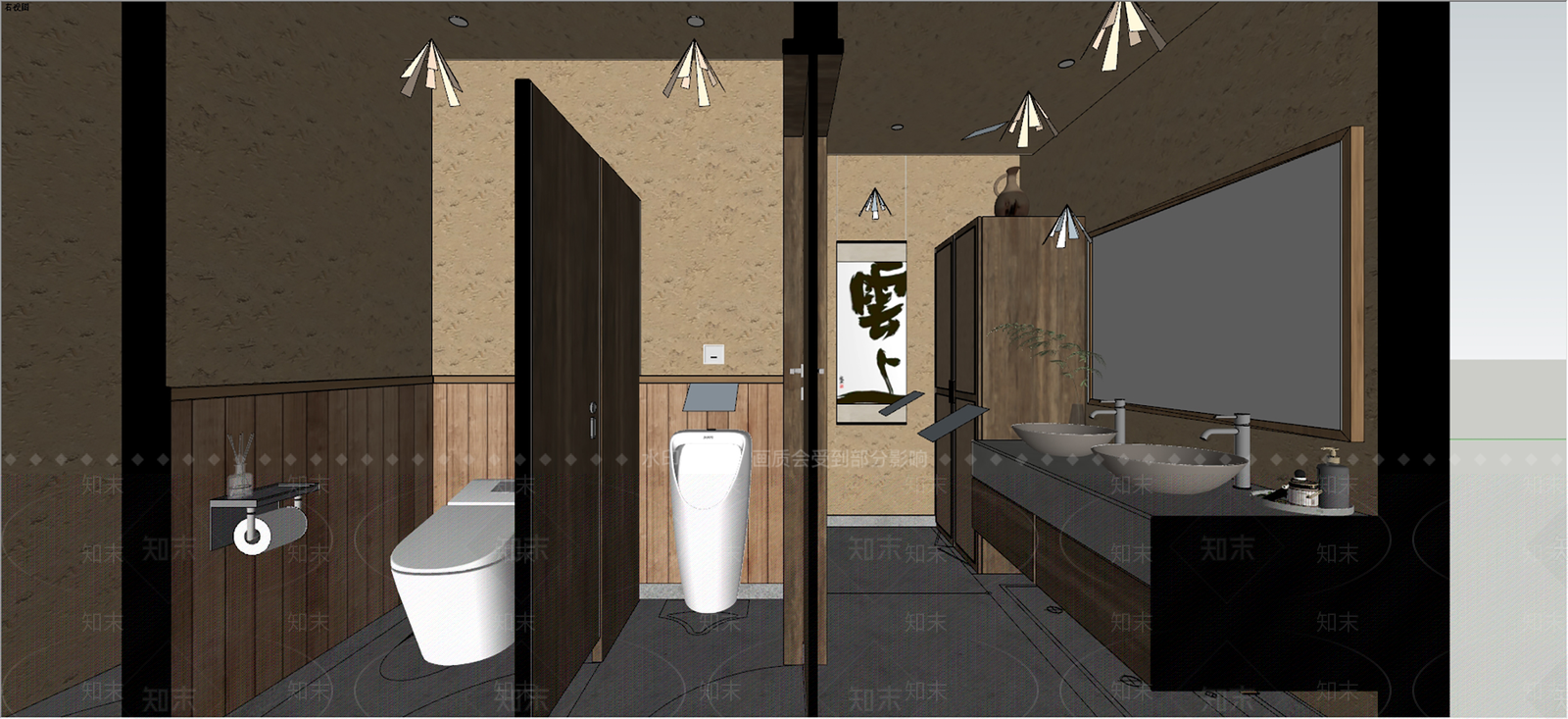 侘寂风公共卫生间SU模型下载【ID:1149561916】