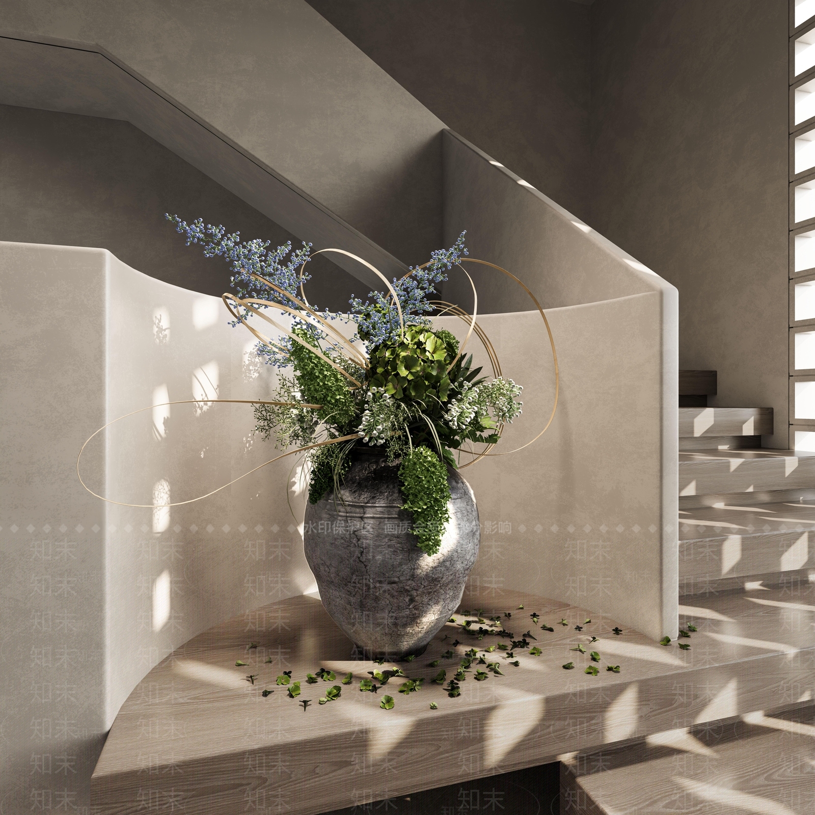 现代楼梯间3D模型下载【ID:1149563544】