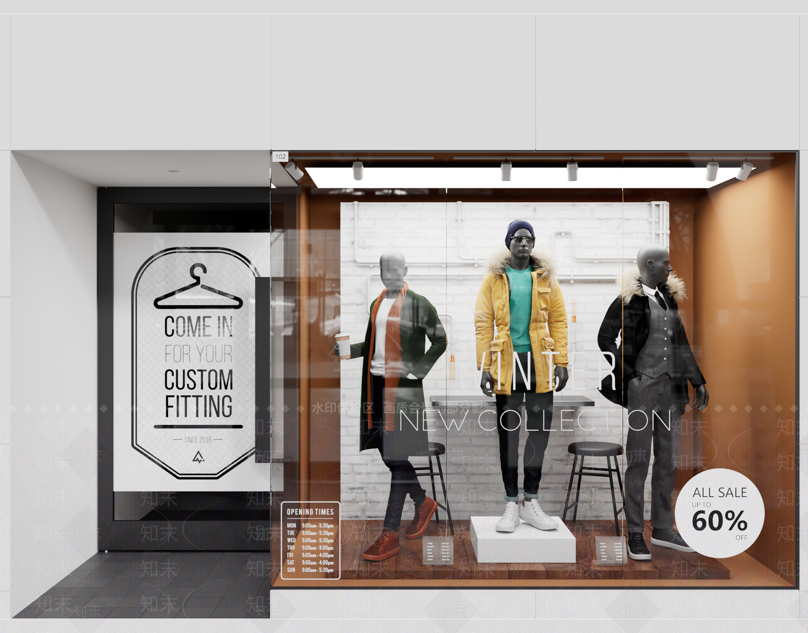 现代男装专卖店橱窗3D模型下载【ID:1149728975】