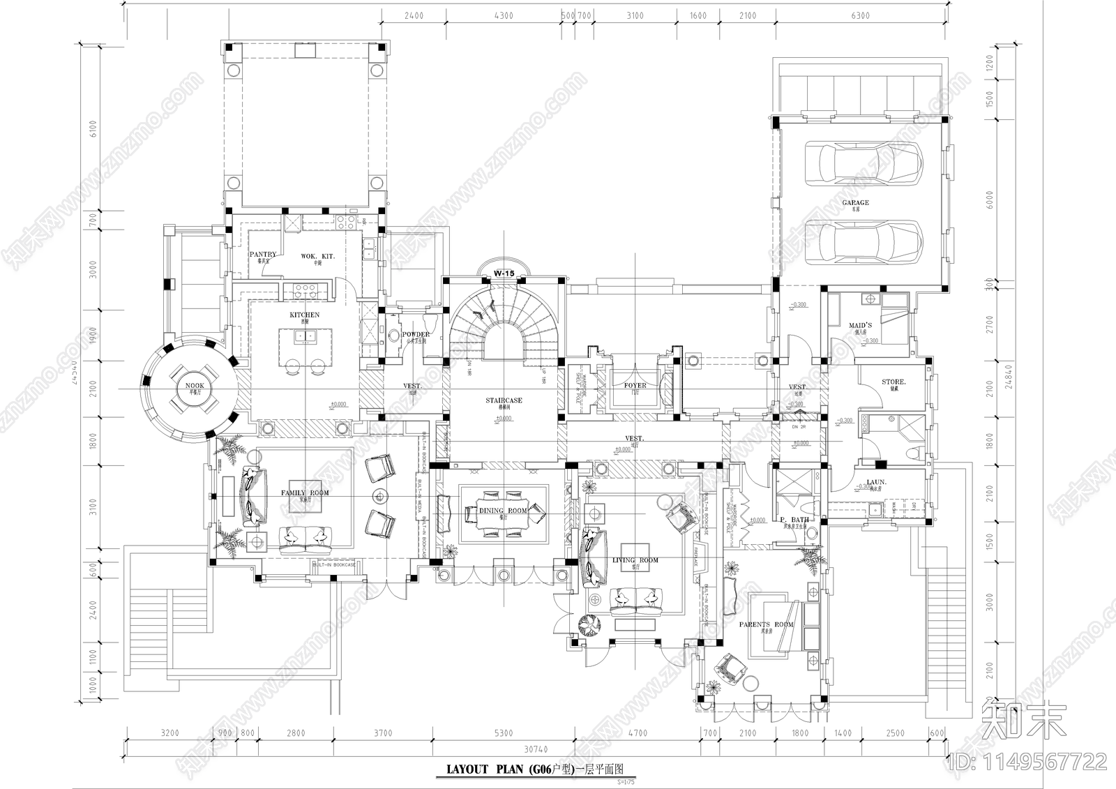 杭州别墅室内cad施工图下载【ID:1149567722】