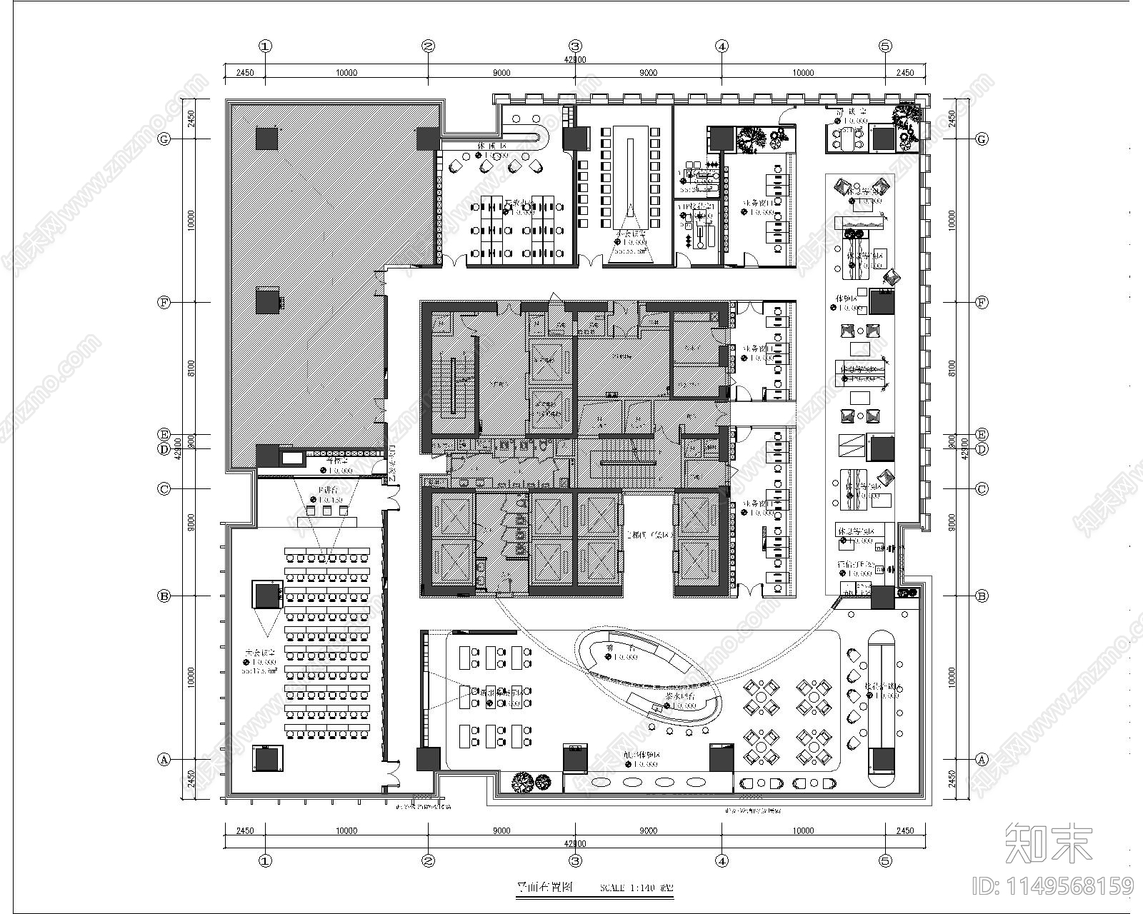 泉州金融中心办公室室内cad施工图下载【ID:1149568159】
