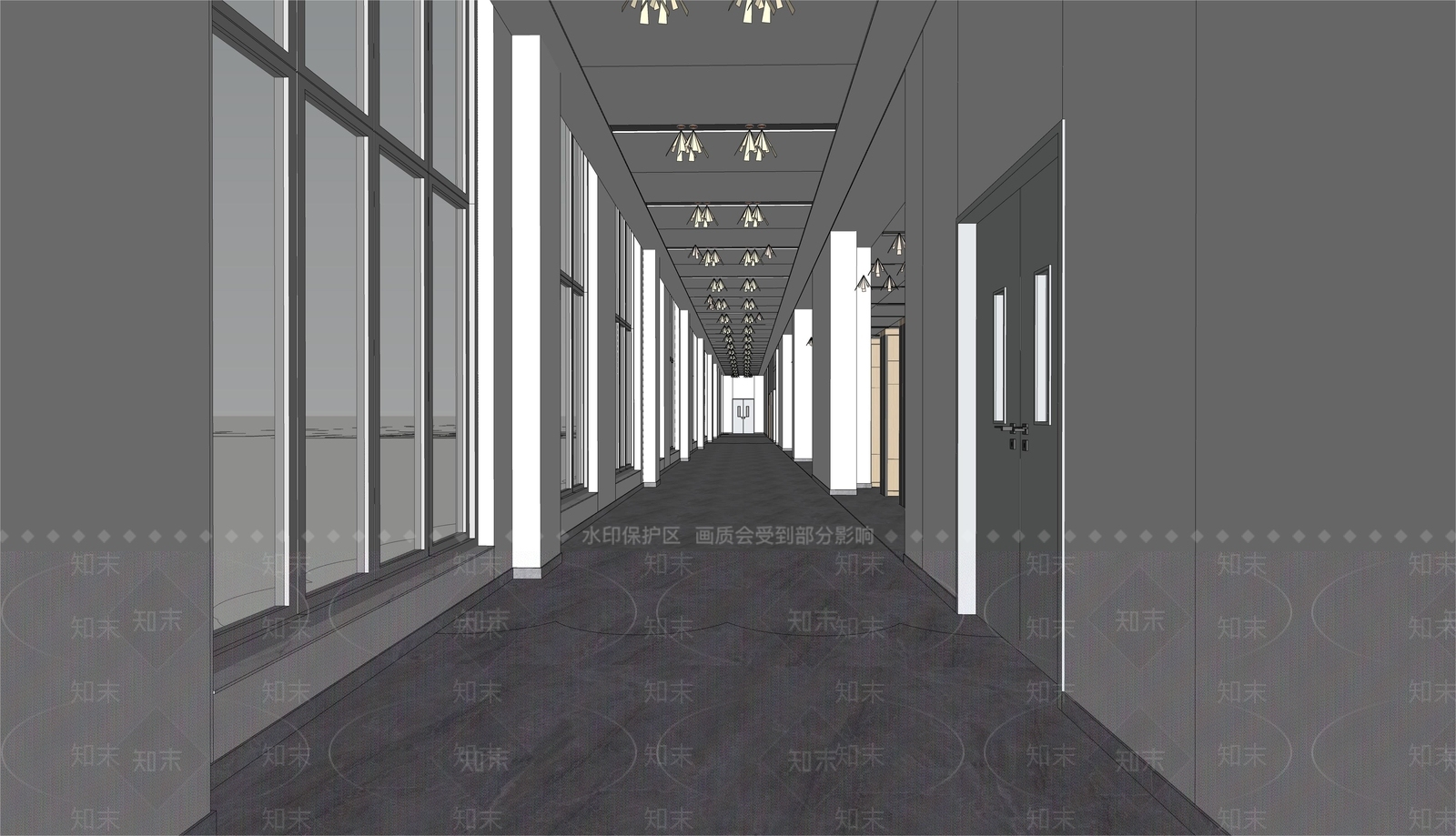 现代楼道SU模型下载【ID:1149577395】