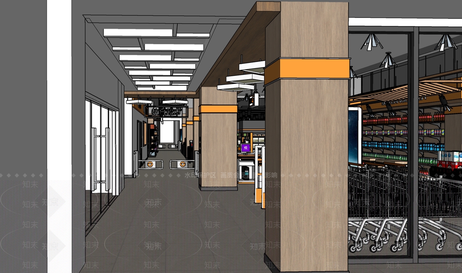 现代超市SU模型下载【ID:1149580203】