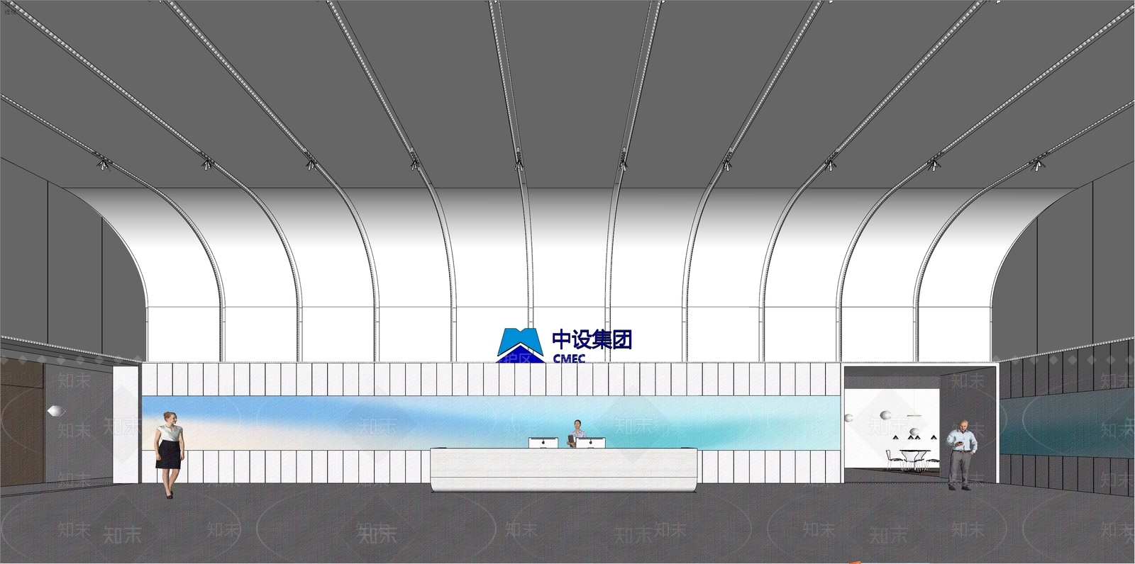 现代办公大堂空间SU模型下载【ID:1149727448】