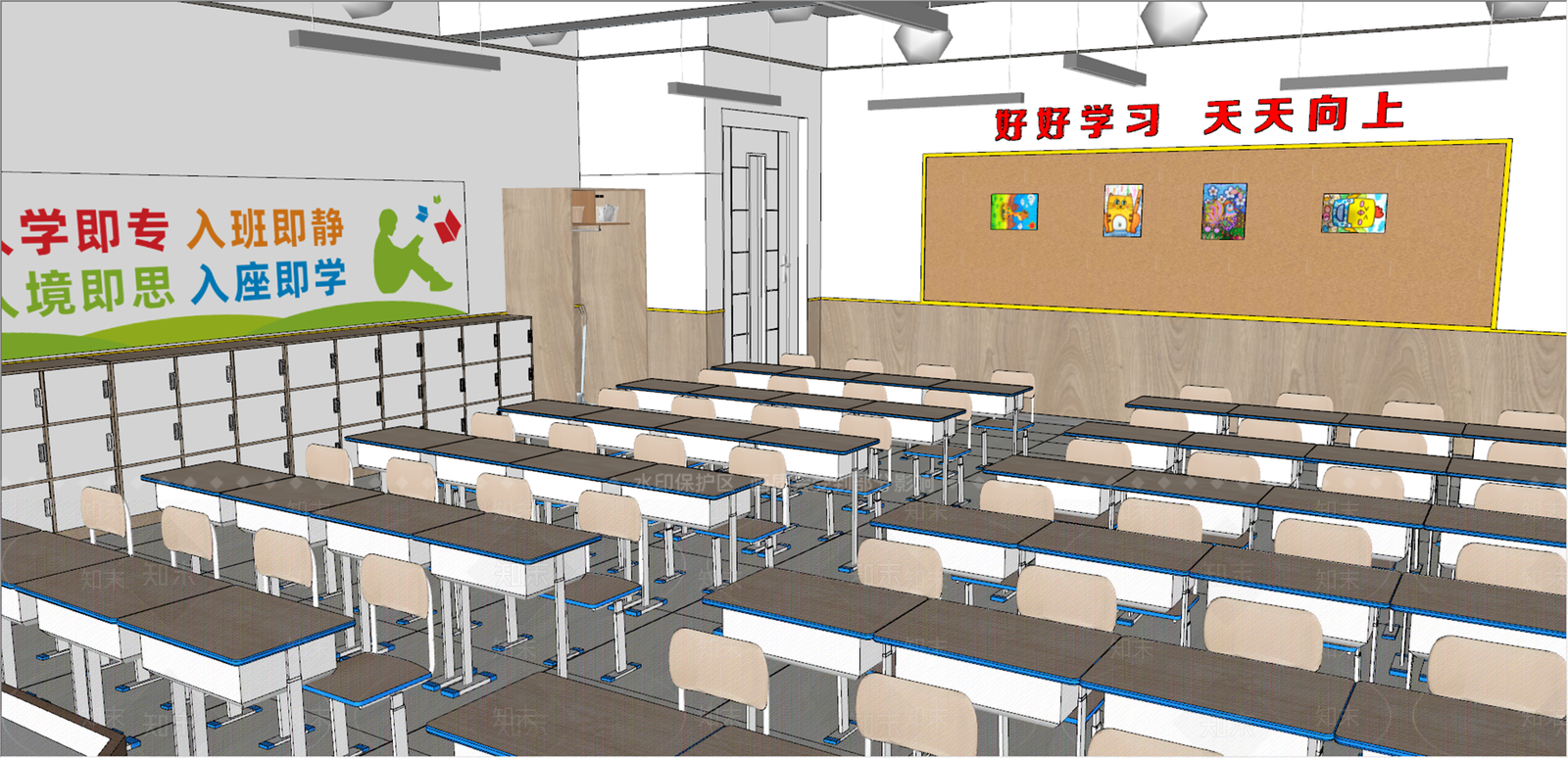 现代教室SU模型下载【ID:1149582368】