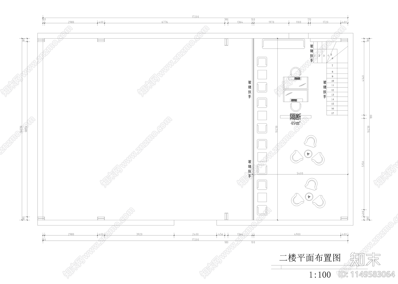 乡村振兴展厅直播间室内cad施工图下载【ID:1149583064】