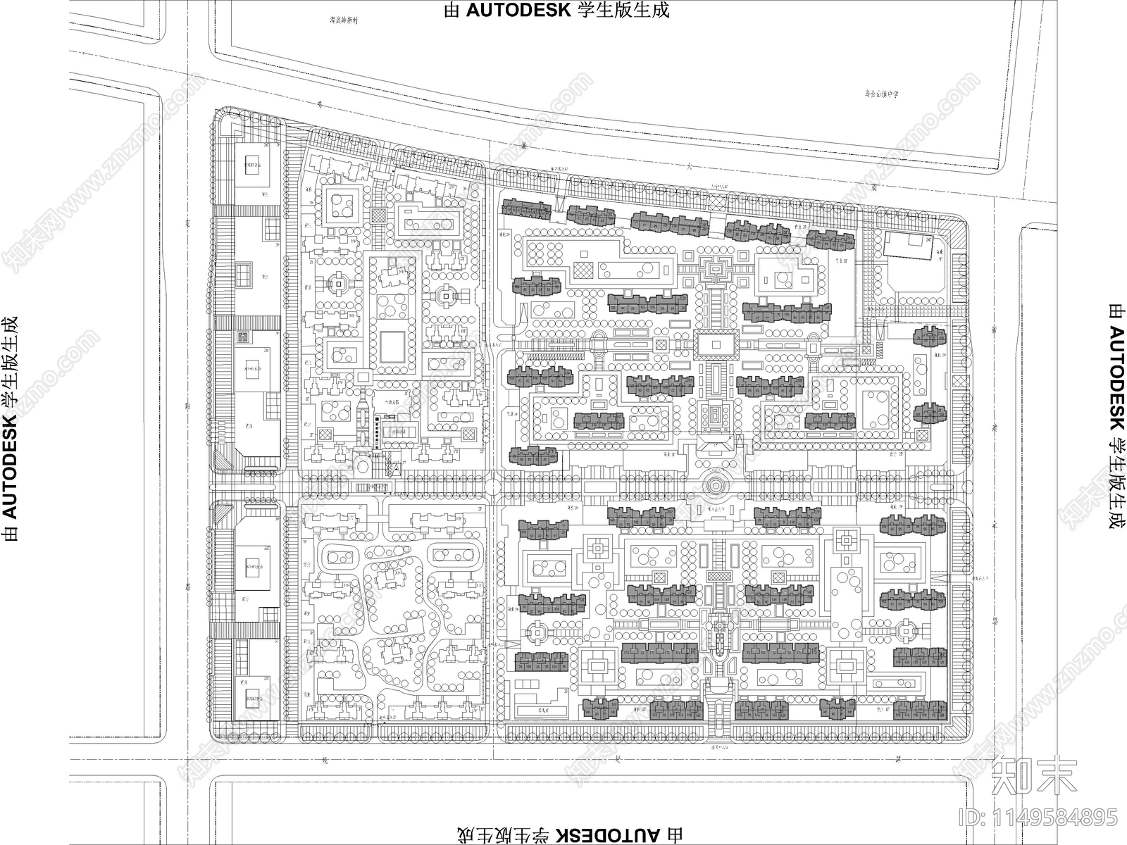 晋中首创国际学园建筑平面图cad施工图下载【ID:1149584895】