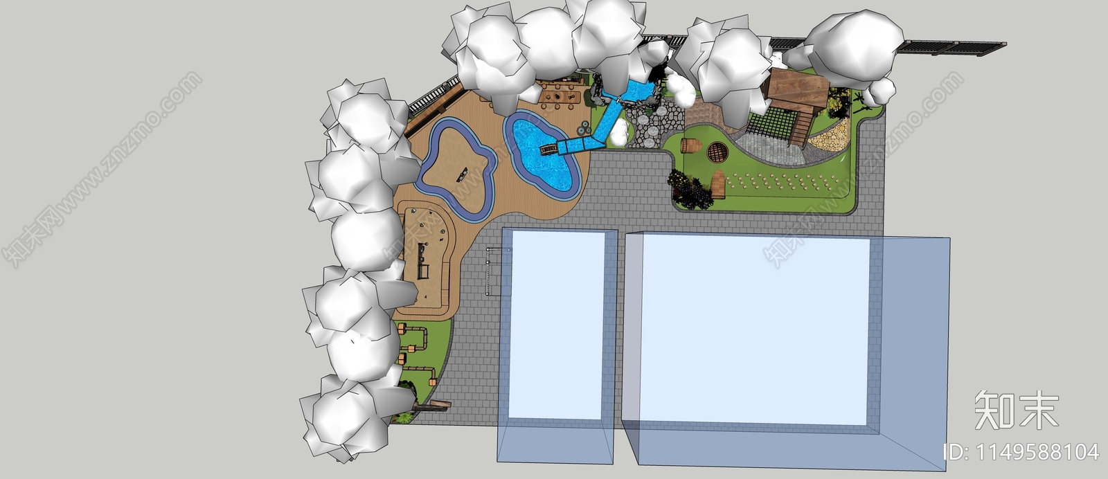现代幼儿园景观SU模型下载【ID:1149588104】