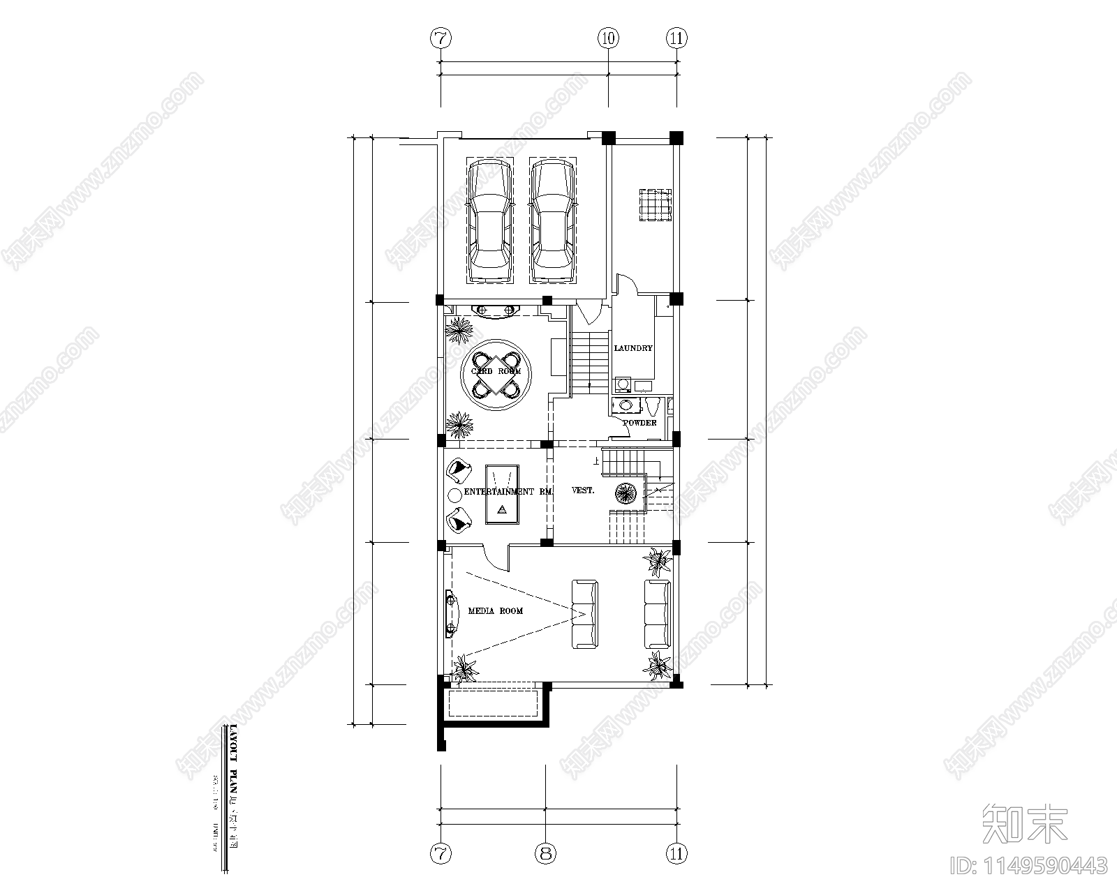 绿城别墅样板间室内cad施工图下载【ID:1149590443】