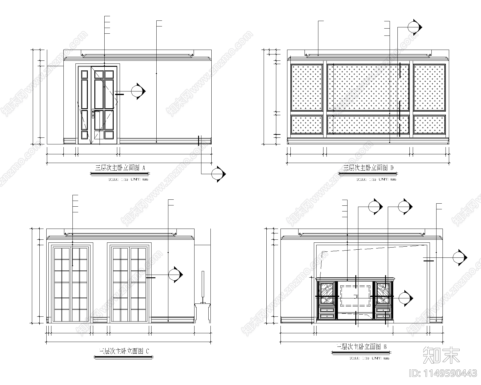 绿城别墅样板间室内cad施工图下载【ID:1149590443】