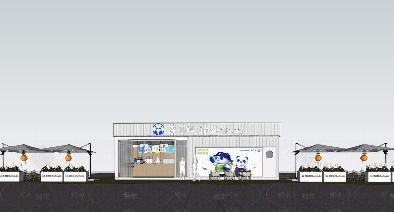 现代户外集装箱奶茶店SU模型下载【ID:1149592647】