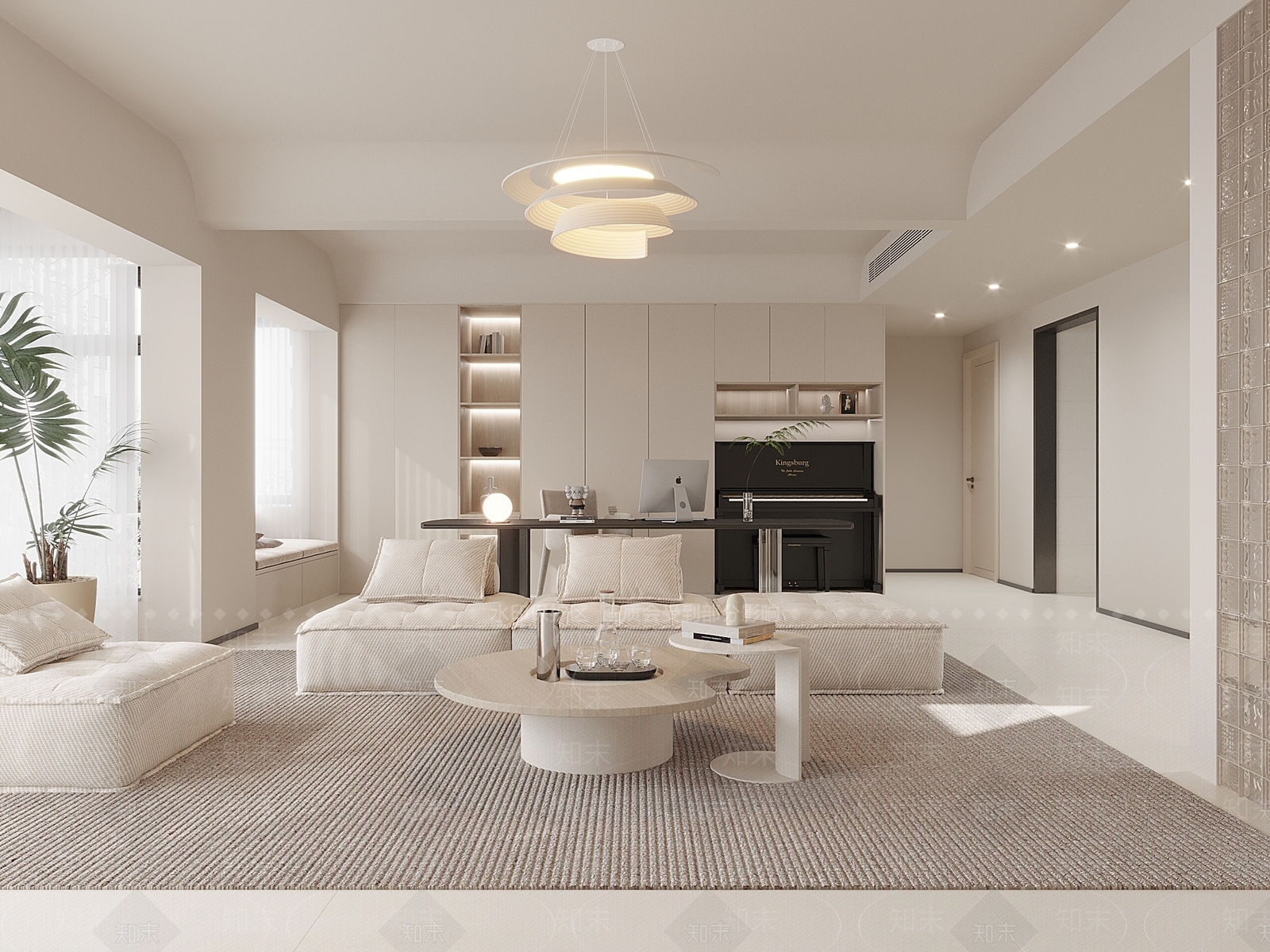 法式简约客厅3D模型下载【ID:1149593812】