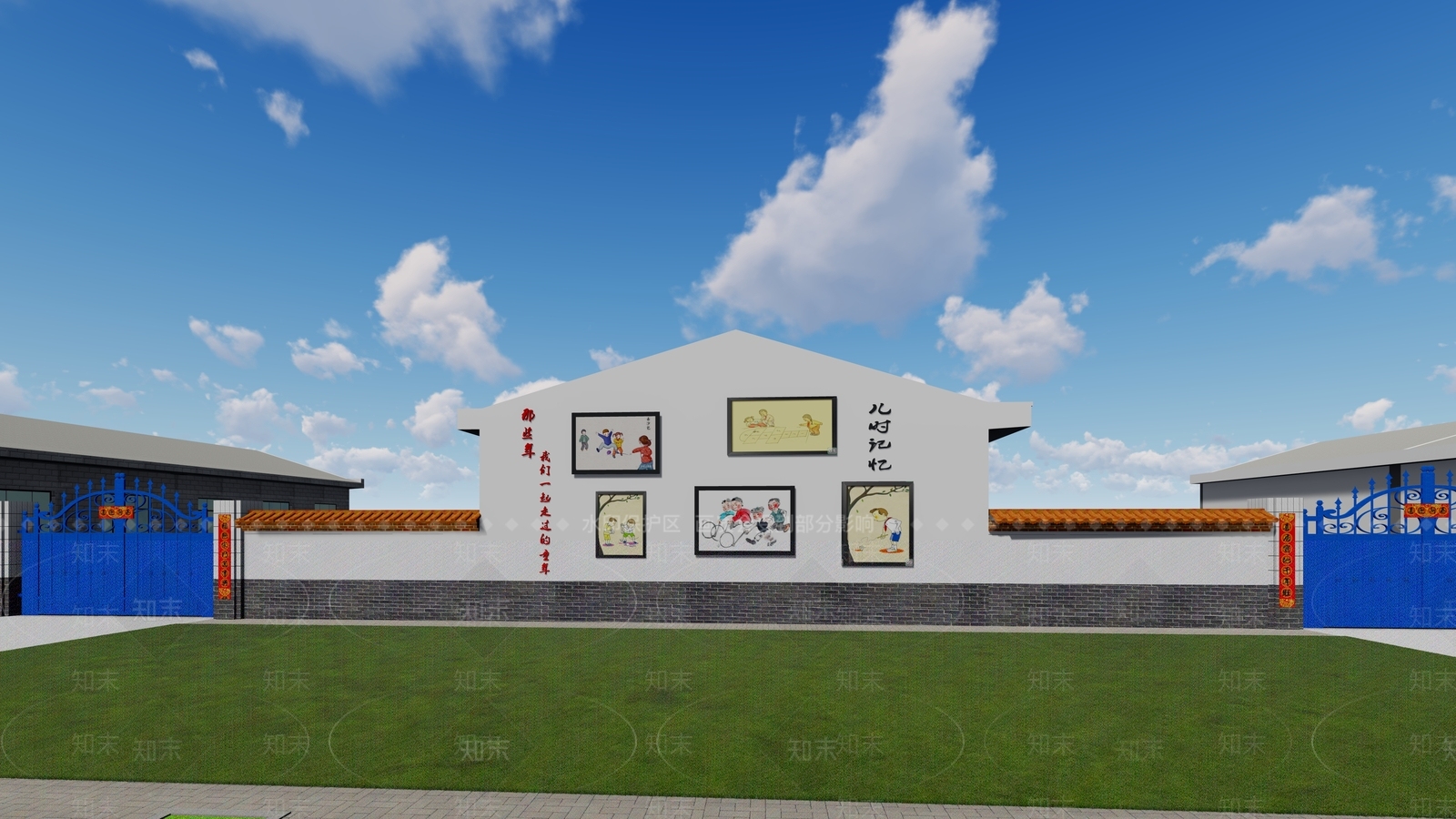 新中式乡村景墙SU模型下载【ID:1149657137】