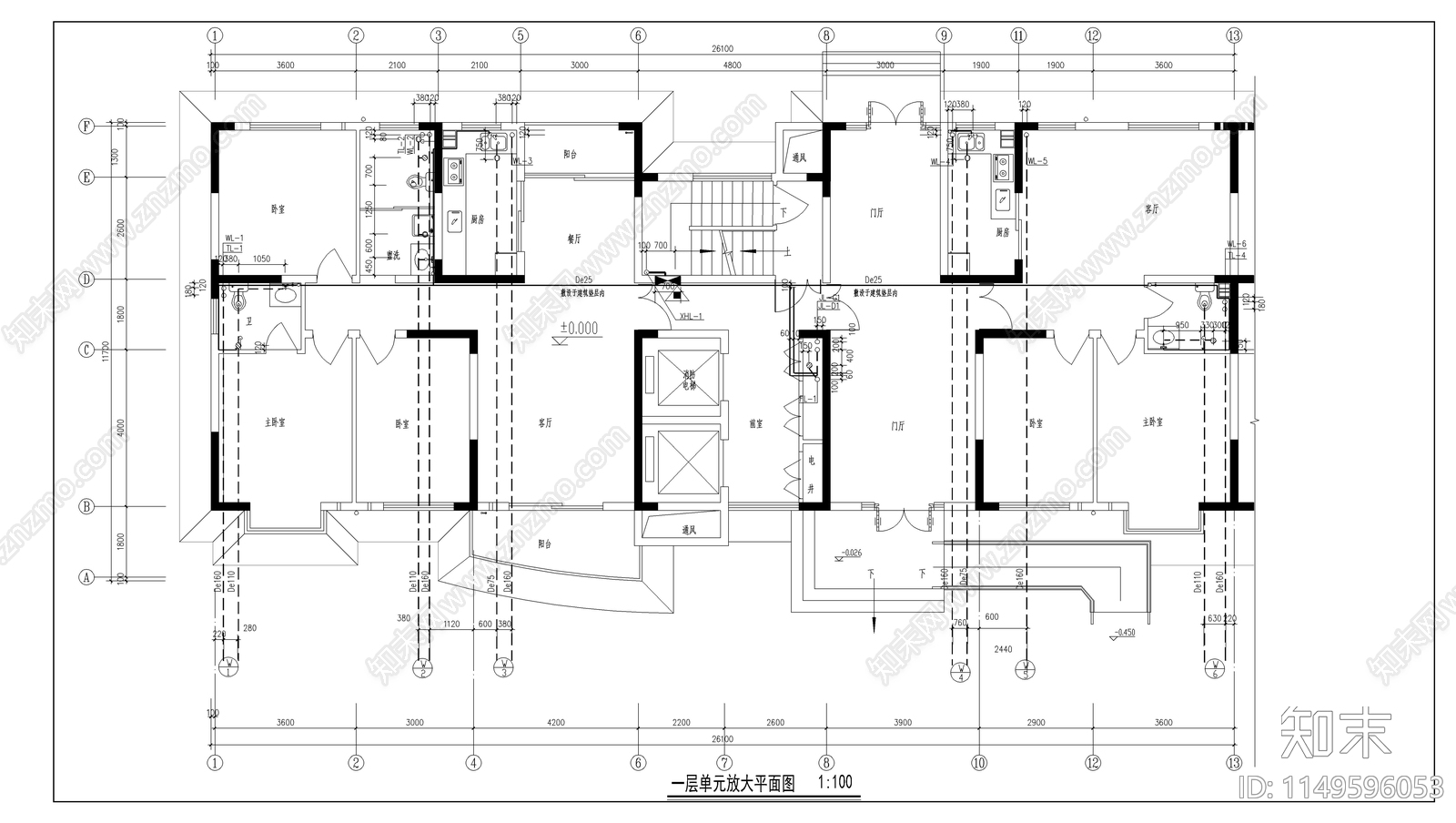 高档小区某栋楼给排水cad施工图下载【ID:1149596053】