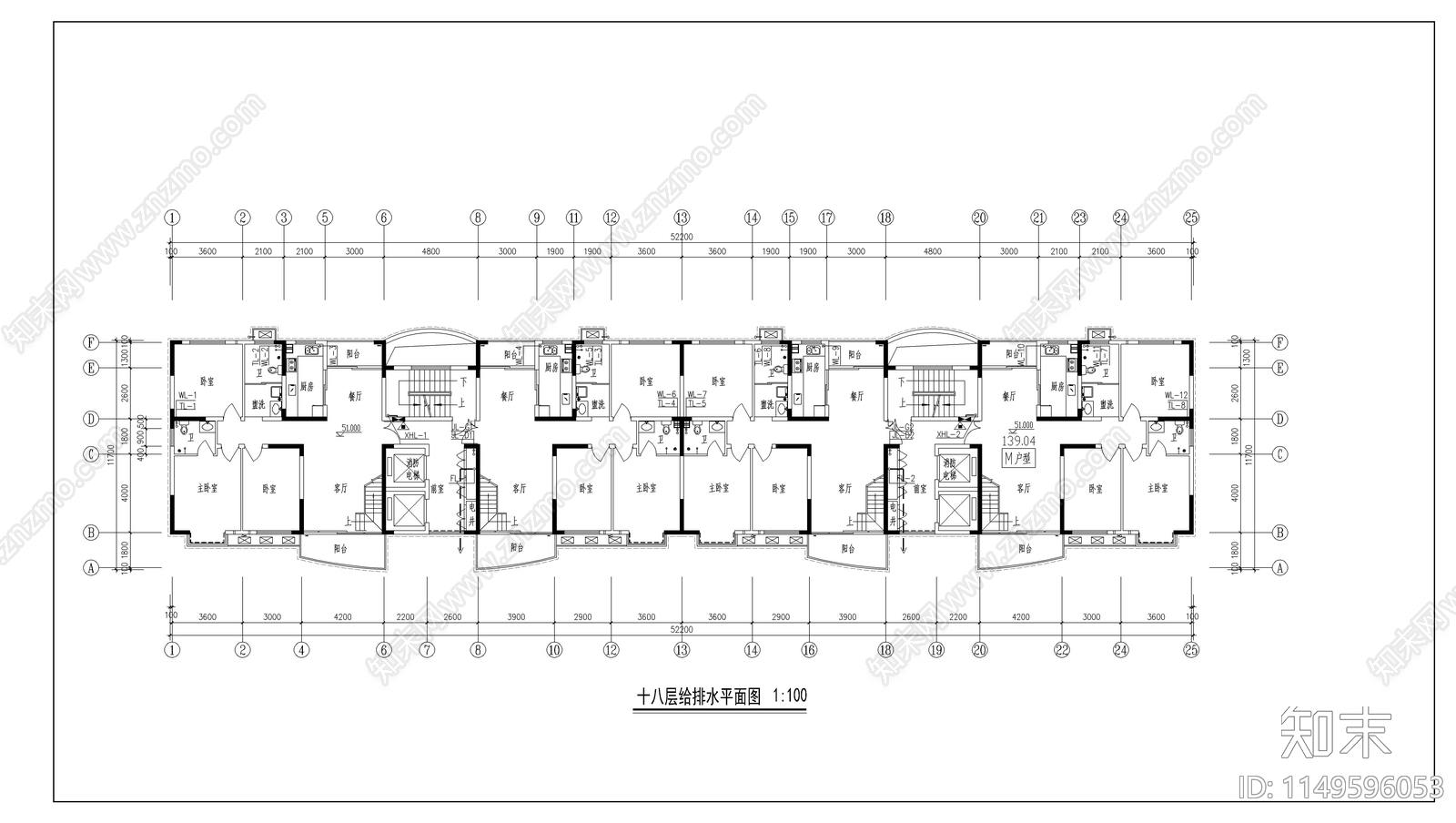 高档小区某栋楼给排水cad施工图下载【ID:1149596053】