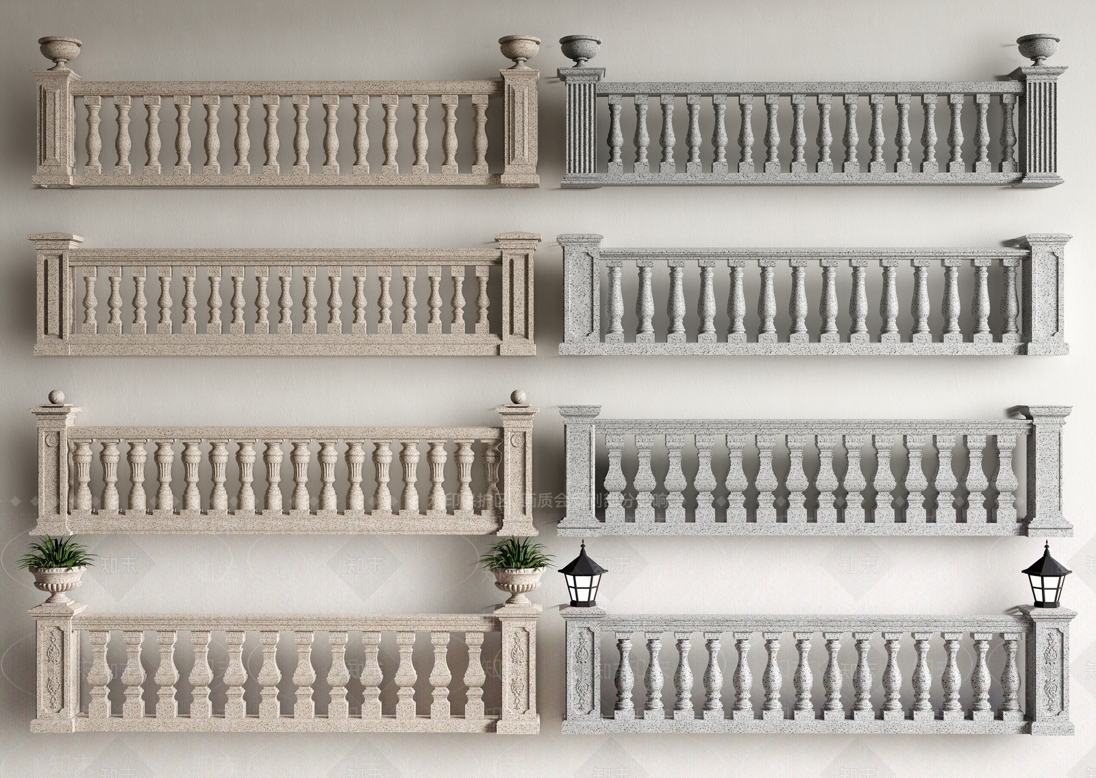 欧式宝瓶栏杆SU模型下载【ID:1149596087】