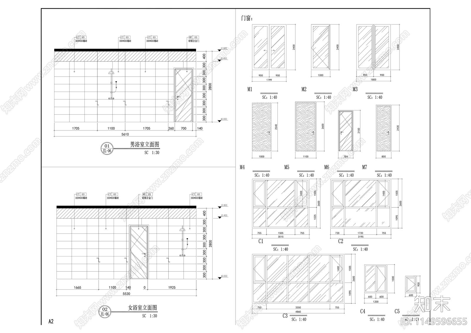 350㎡现代简约办公室室内cad施工图下载【ID:1149596655】