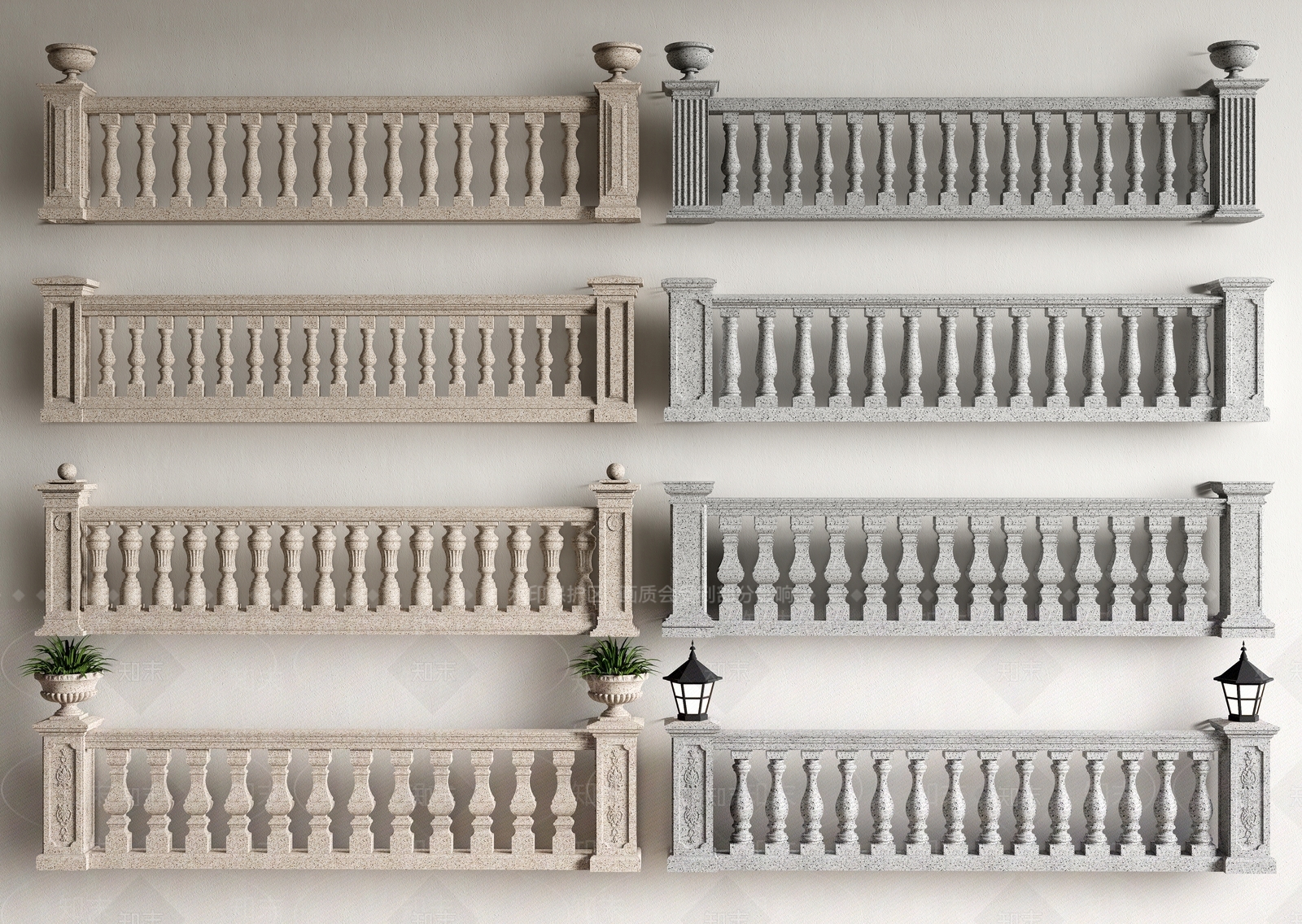 欧式大理石护栏3D模型下载【ID:1149597982】