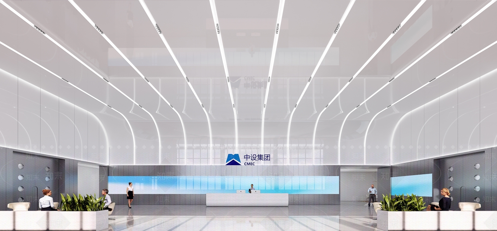 现代办公大堂空间SU模型下载【ID:1149727448】