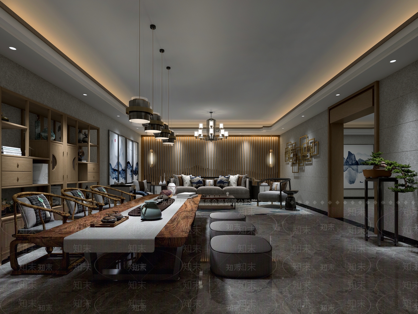 新中式休闲会所3D模型下载【ID:1149600880】